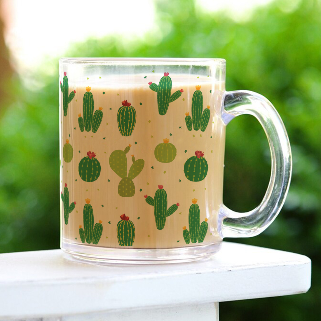 Cactus Sips Clear Glass Coffee Mug | 325ml thumbnail 4