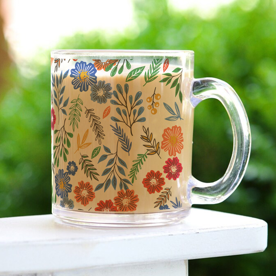 Floral Clear Glass Coffee Mug | 325ml thumbnail 4