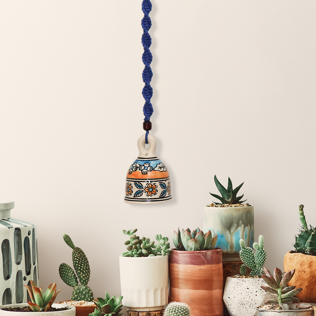 Macrame Ceramic Bells | Decorative Wall Hanging | 1 Pc thumbnail 3