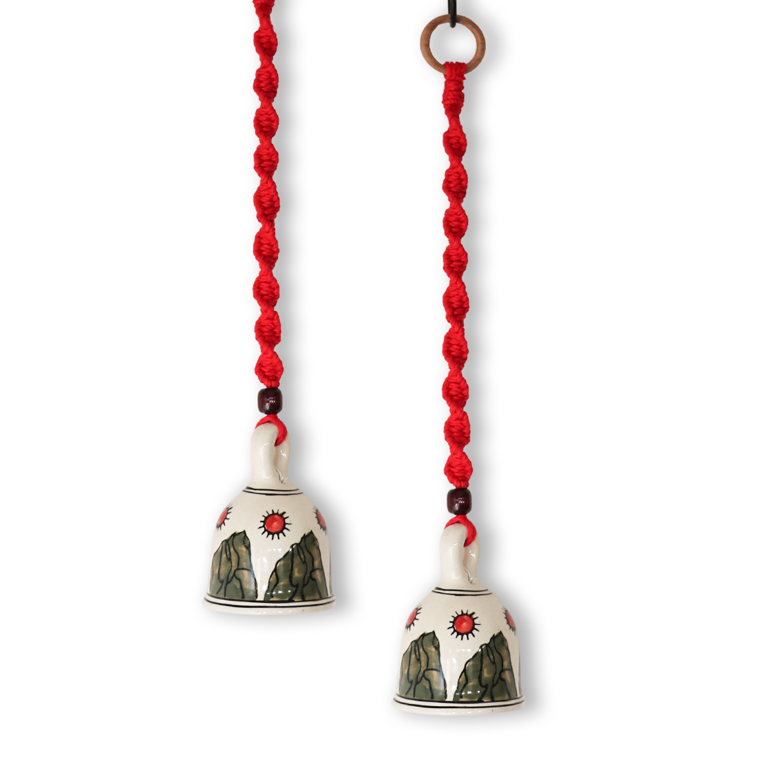 Macrame Ceramic Bells - Set of 2 | Decorative Wall Hanging  thumbnail 1