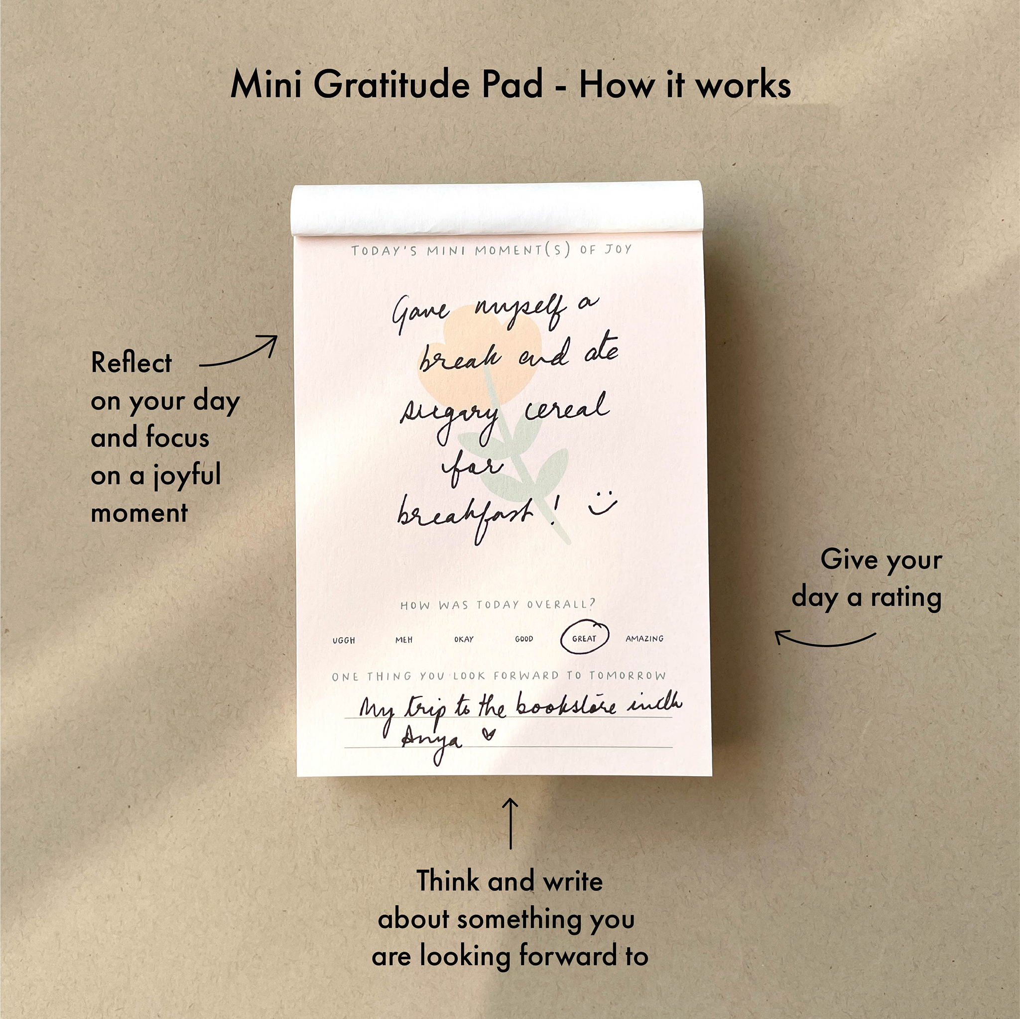 Mini Moments of Joy Gratitude Journal | 50 Tearable Sheets | 14.5 cm x 10.5 cm thumbnail 3