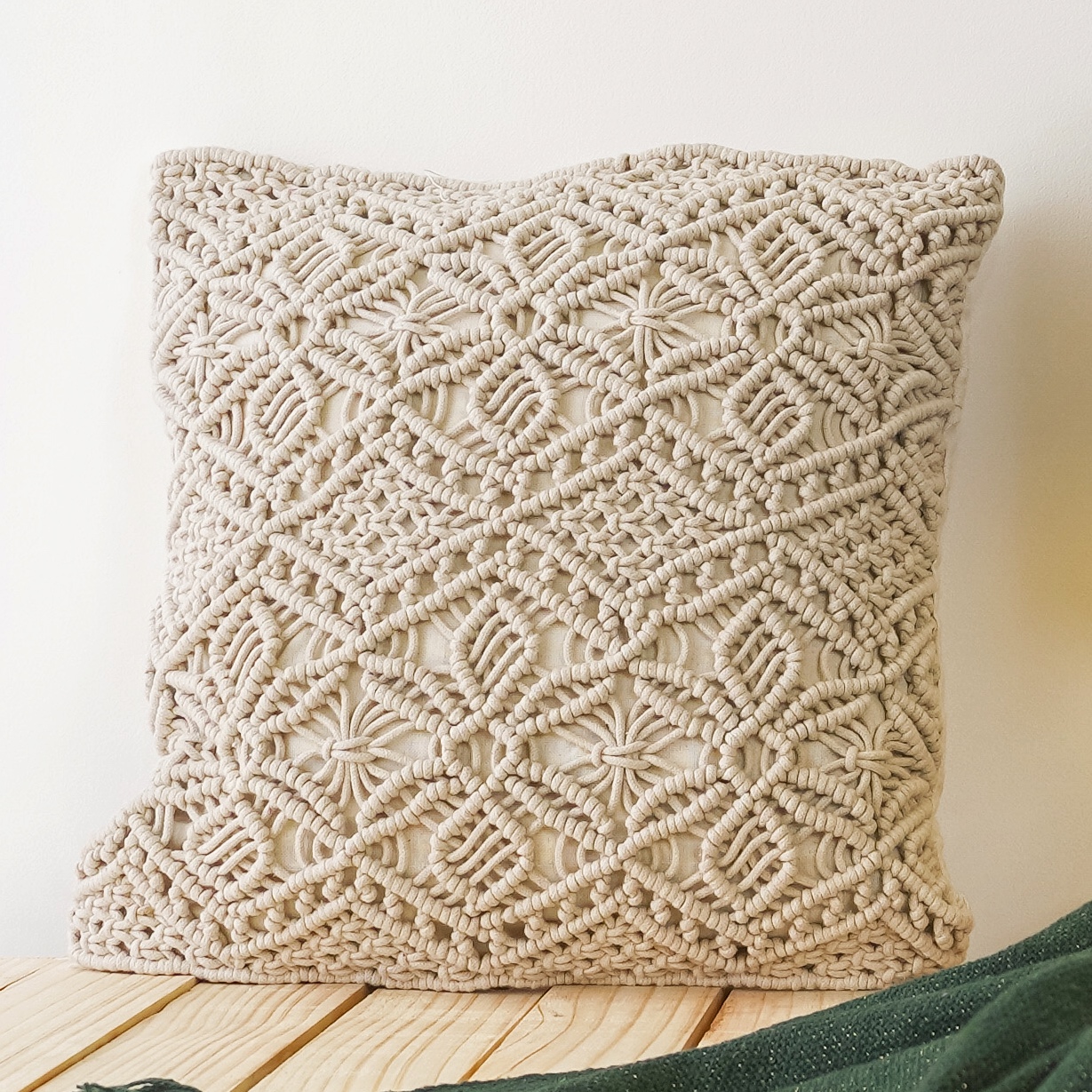 Mogra Macrame Cushion Cover