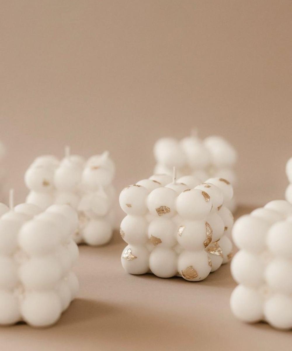 Big Bubble Candles With Gold | Set of 2 thumbnail 2