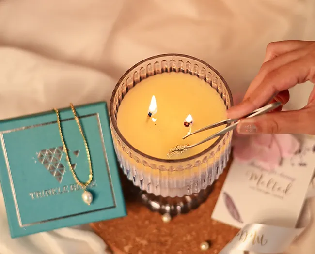 Enchanted Ember Candle | 18K Gold Plated Pearl Pendant Chain Inside thumbnail 4