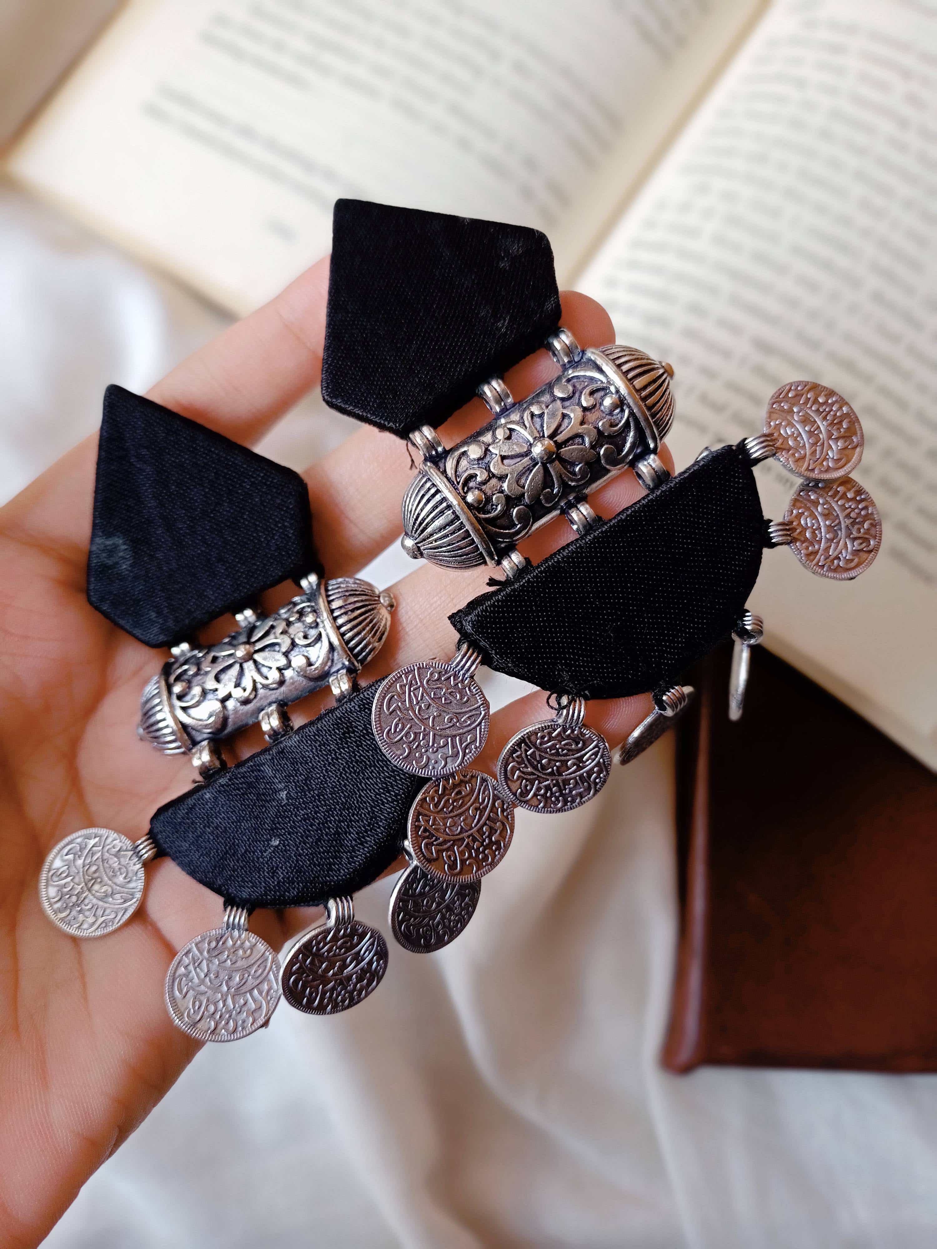  Black & Silver Heavy Earrings  thumbnail 2