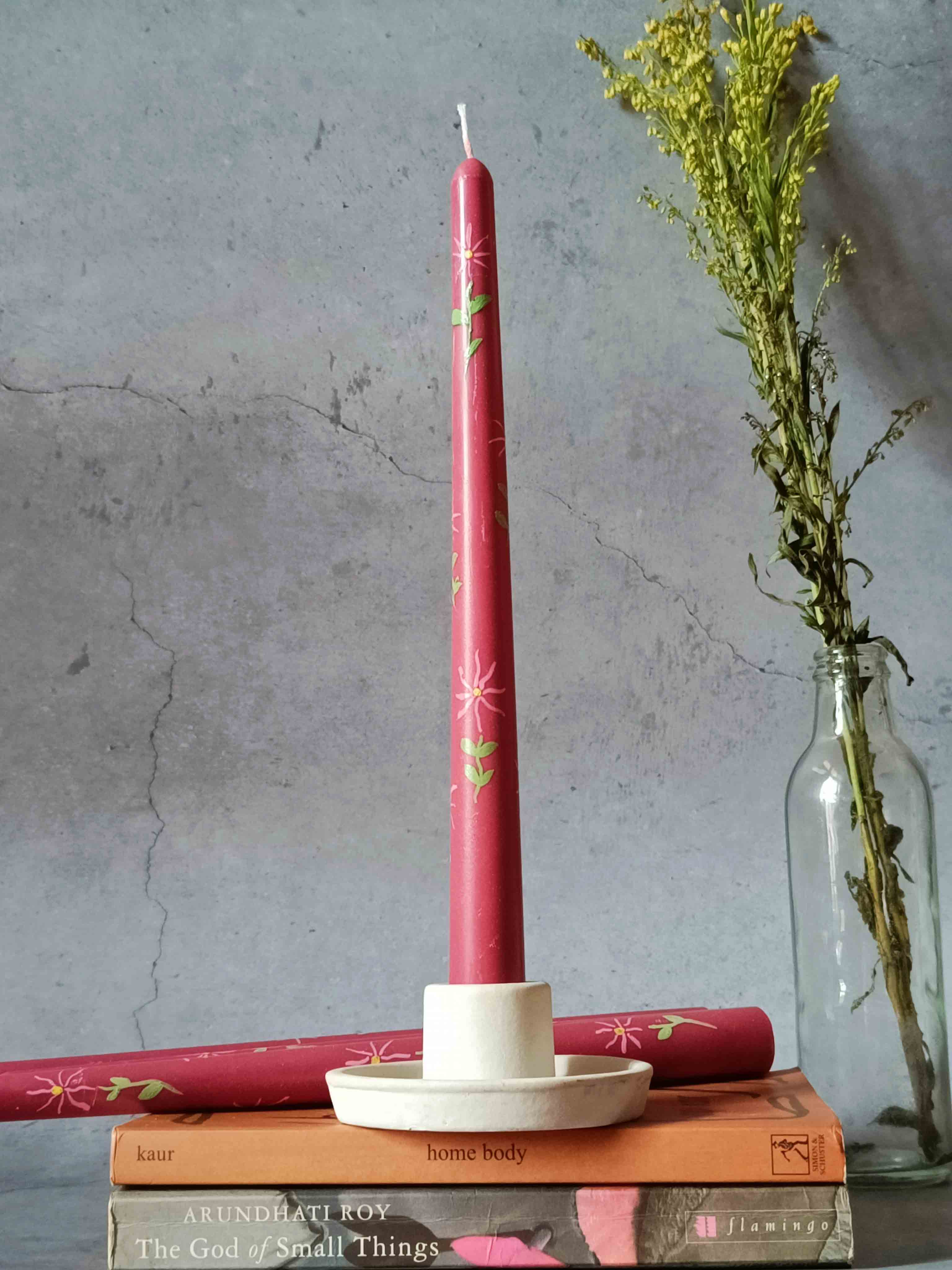 Spring Garden Tapered Candles | Set of 4 | Hand Painted - alternate view