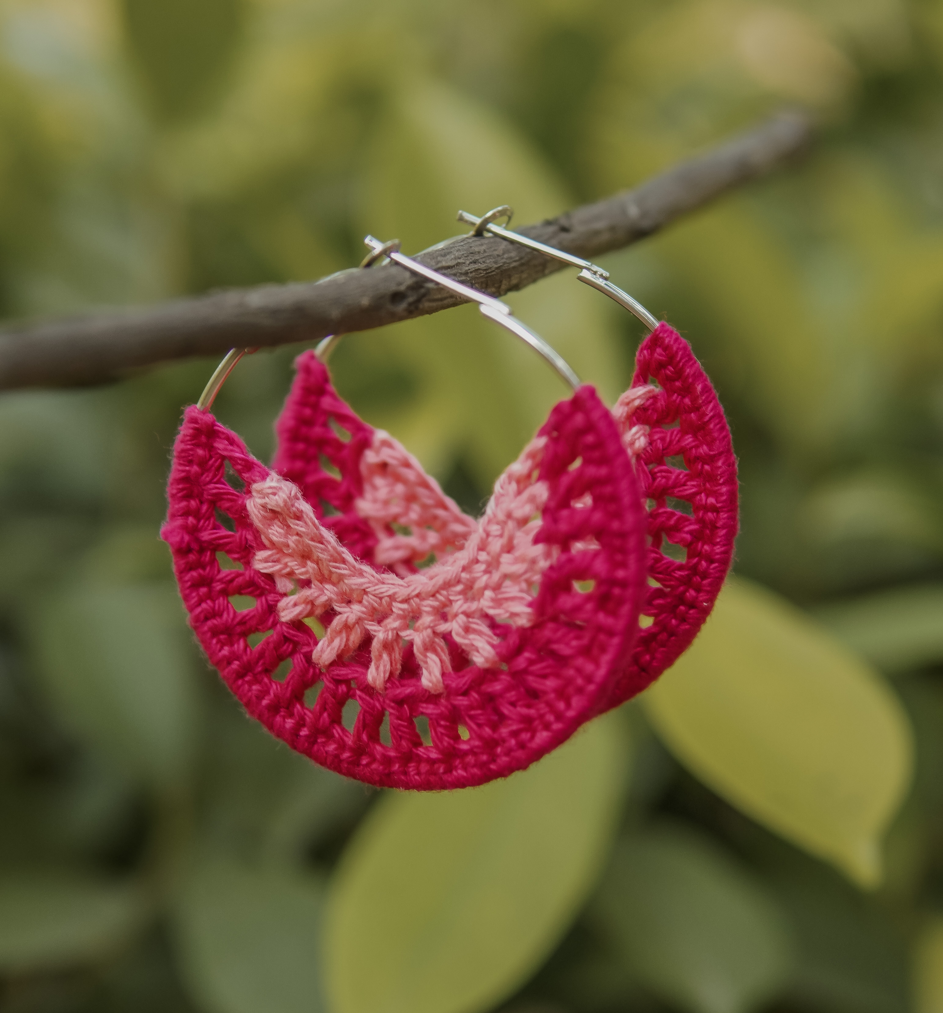 Pink Vibha Crochet Hoops | Handmade | Feather Light Weight