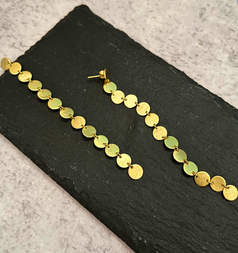 Diana Coin Danglers | 18k Gold Plated | Waterproof thumbnail 3