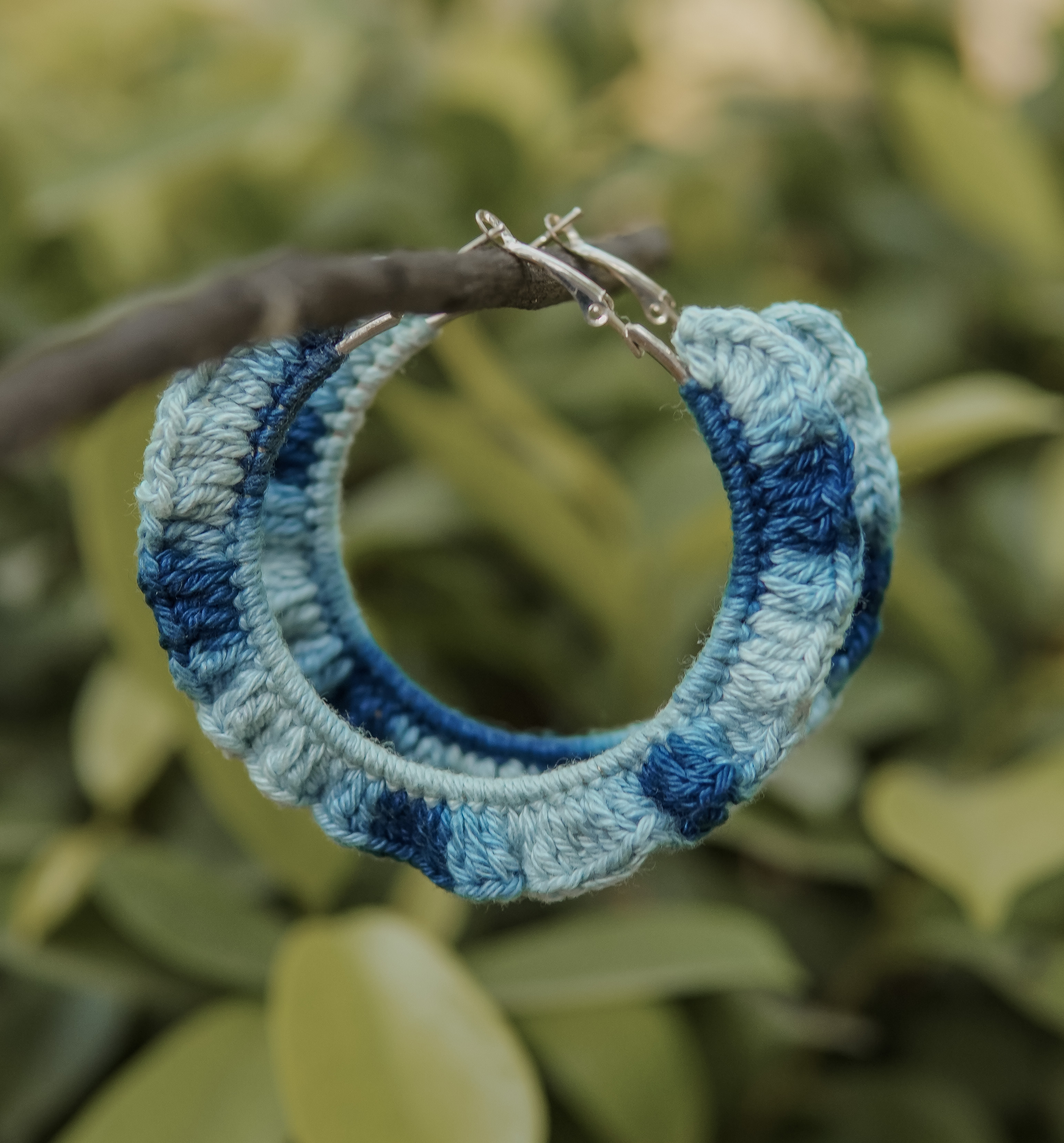 Denim Pankh Crochet Hoops | Handmade | Feather Light Weight
