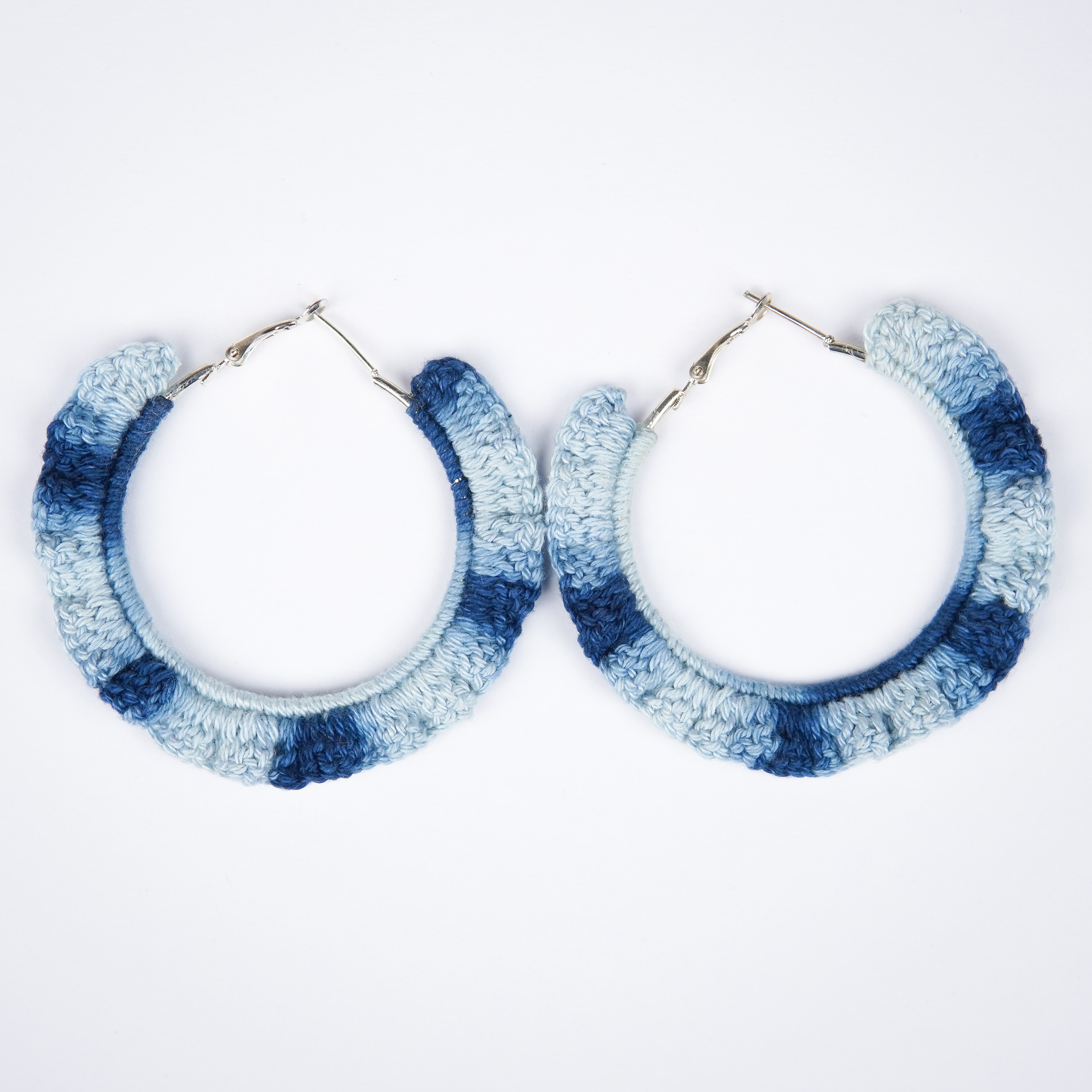 Denim Pankh Crochet Hoops | Handmade | Feather Light Weight thumbnail 4