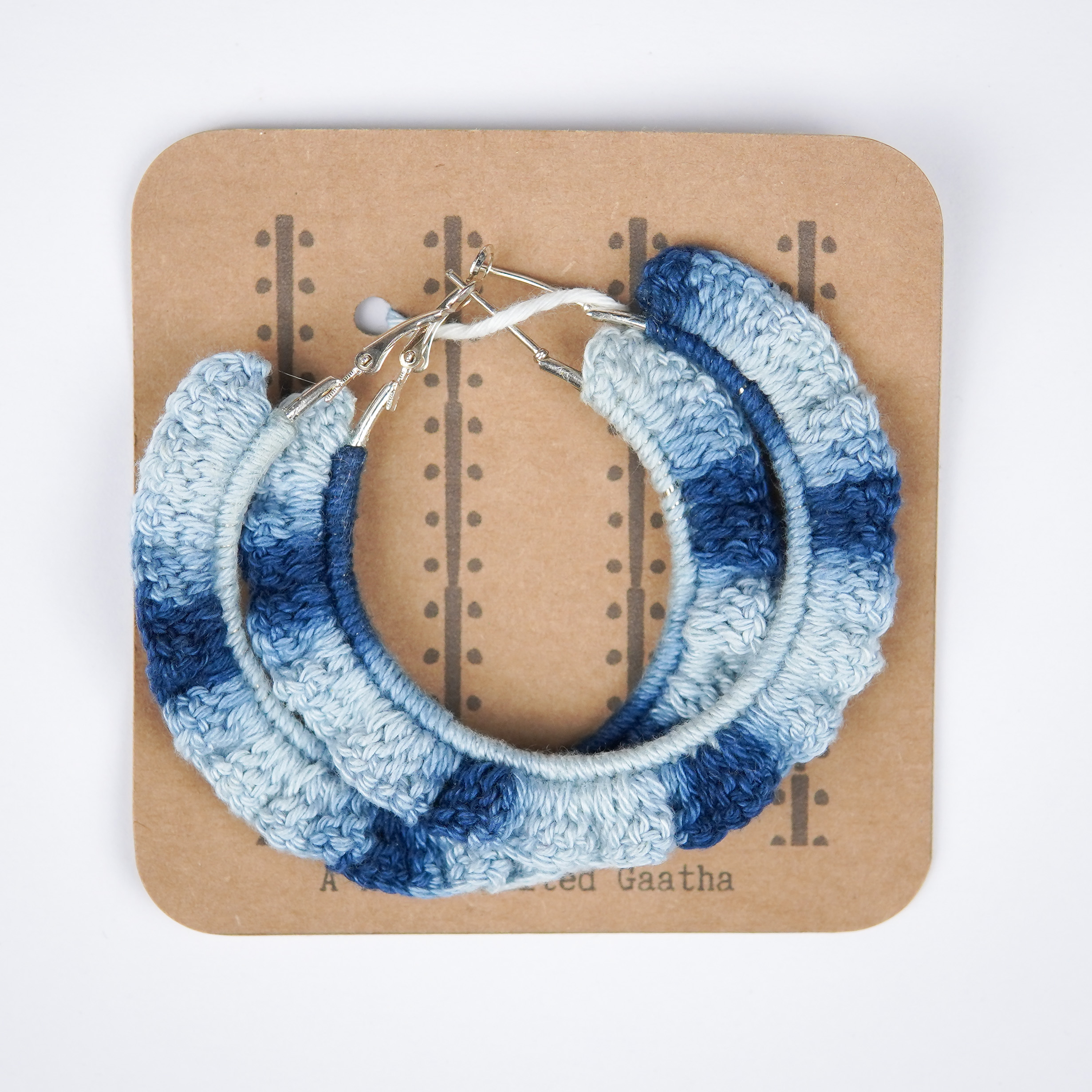 Denim Pankh Crochet Hoops | Handmade | Feather Light Weight thumbnail 3