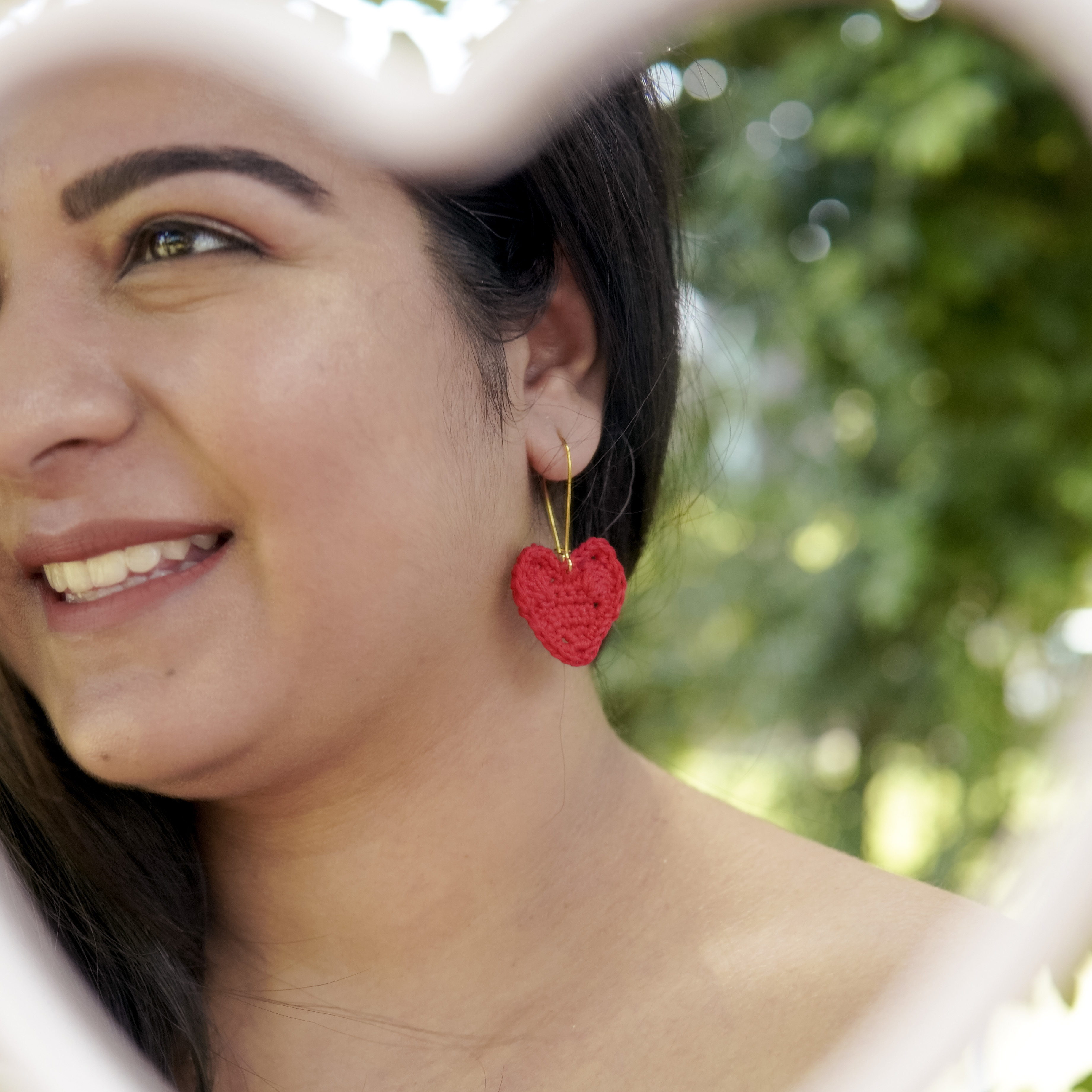 Laal Dil Crochet Earrings | Handmade | Feather Light Weight thumbnail 2