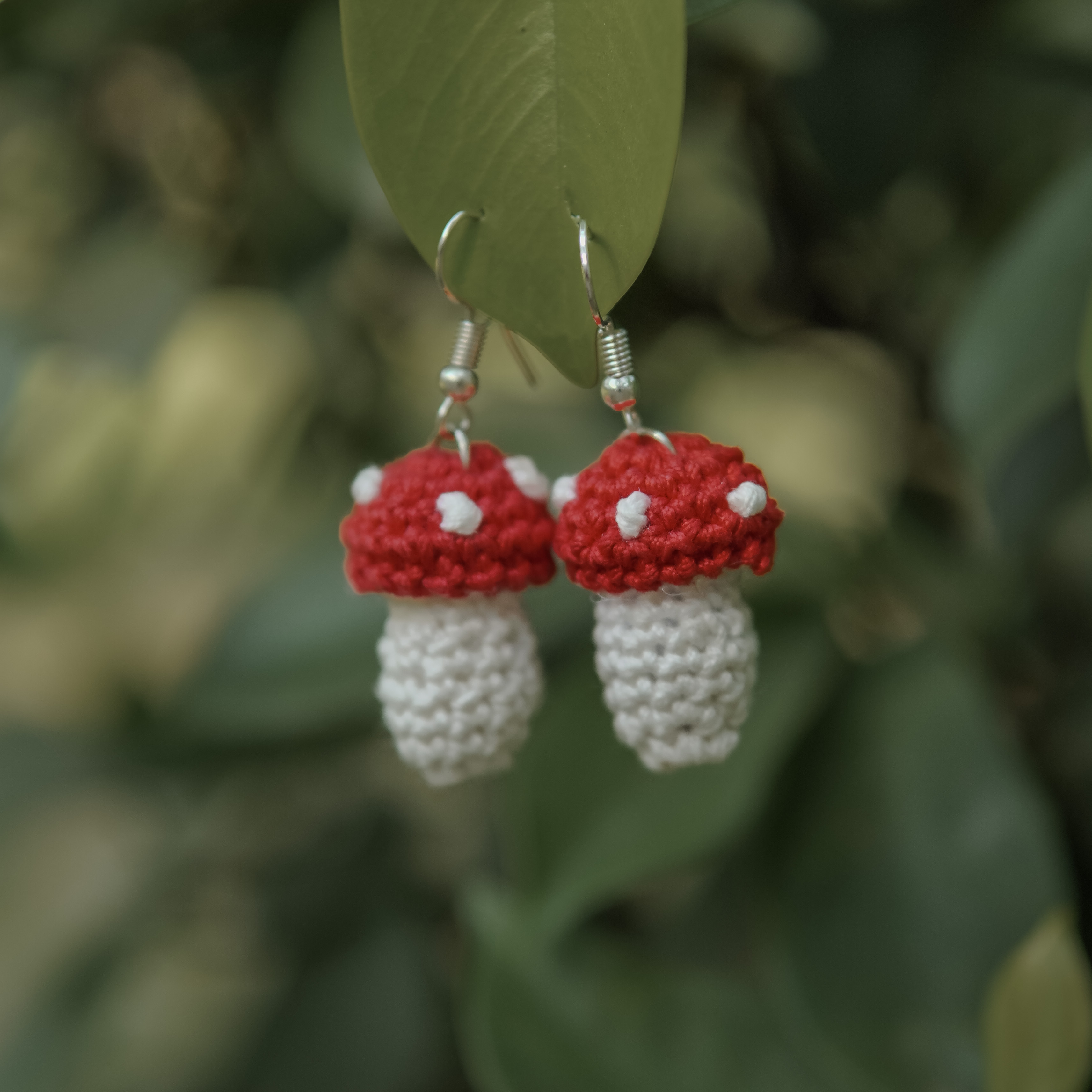 Mushroom Crochet Earrings | Handmade | Feather Light Weight