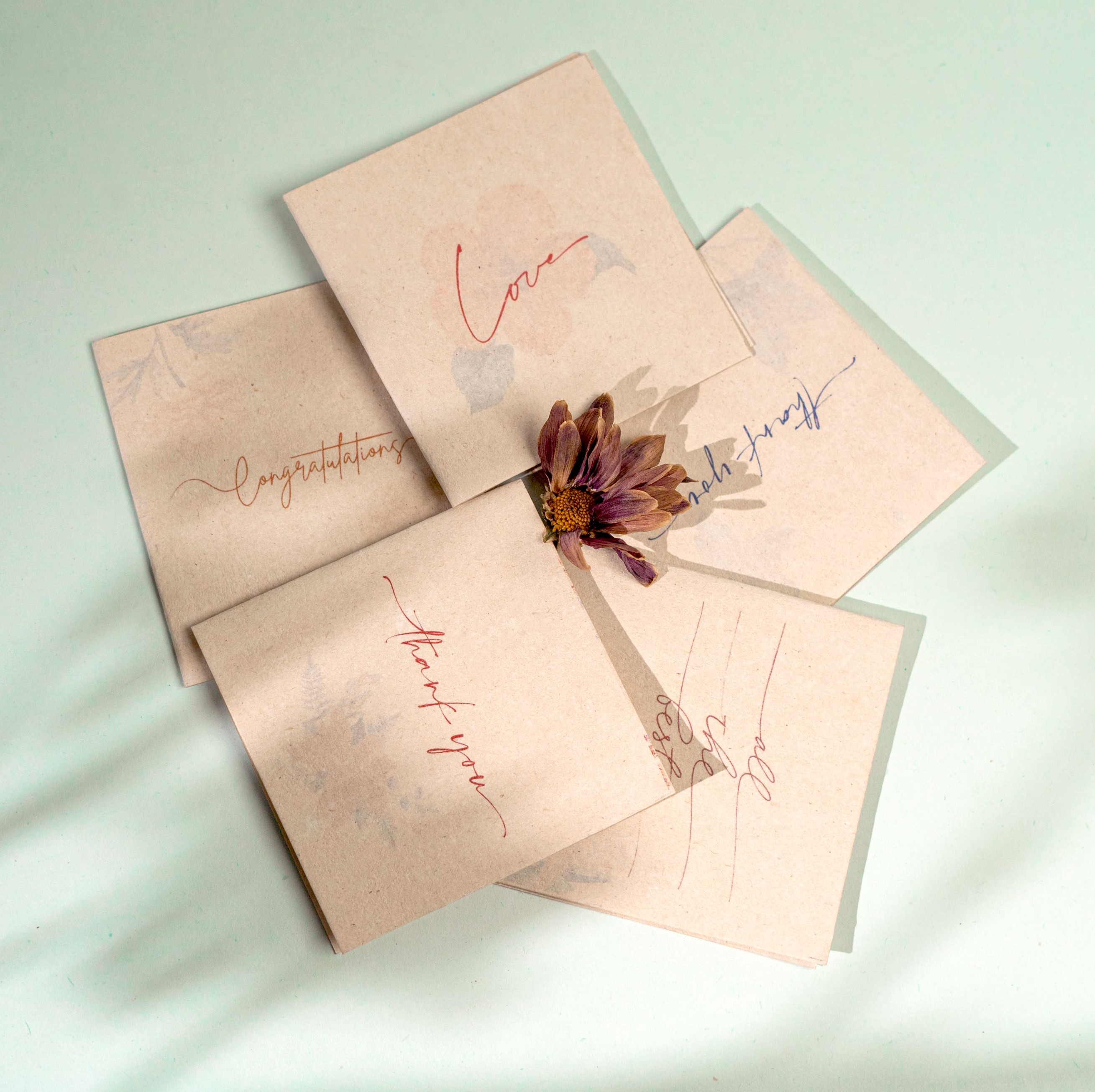 Pushp Hemp Paper Gift Cards | Set of 5 Cards and Envelopes - alternate view