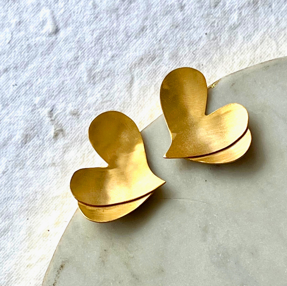 Love Heart Studs | 18k Gold Plated