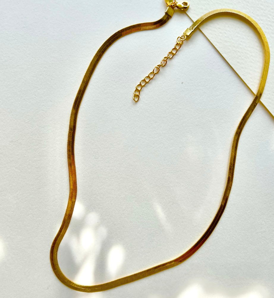 Zoe Gold Herringbone Chain | 18k Gold Plated - alternate view