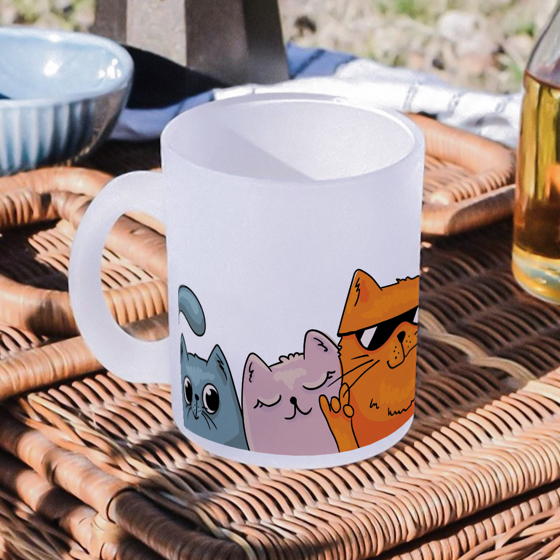 Cats Frosted Glass Coffee Mug | 350ml  thumbnail 3