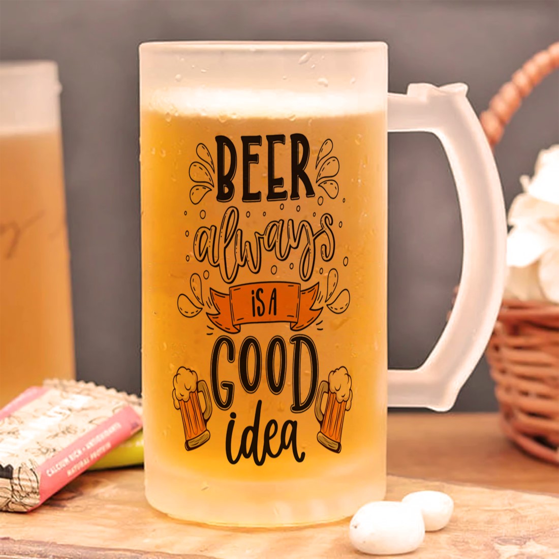 Beer is always a Good Idea Frosted Printed Beer Mug | 500ml thumbnail 2