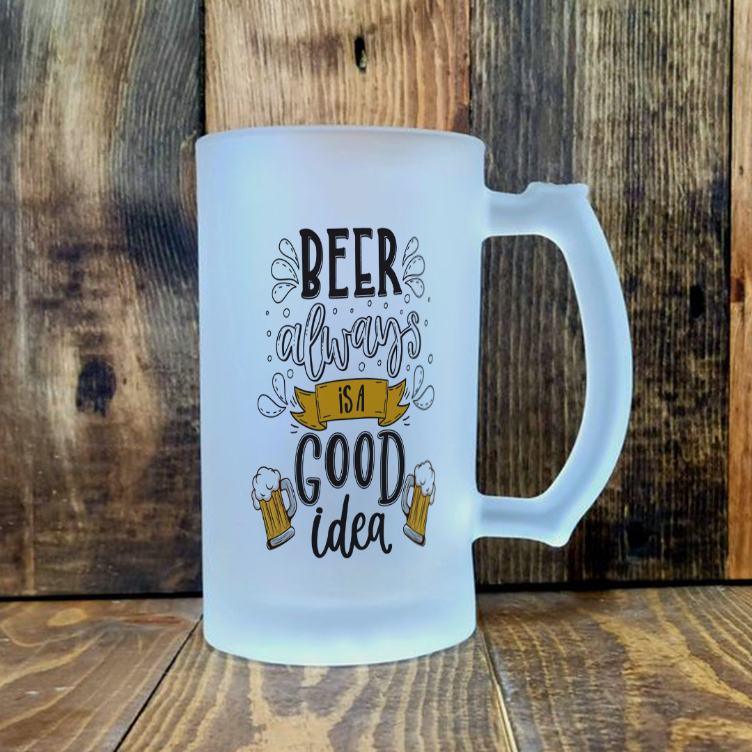 Beer is always a Good Idea Frosted Printed Beer Mug | 500ml thumbnail 3