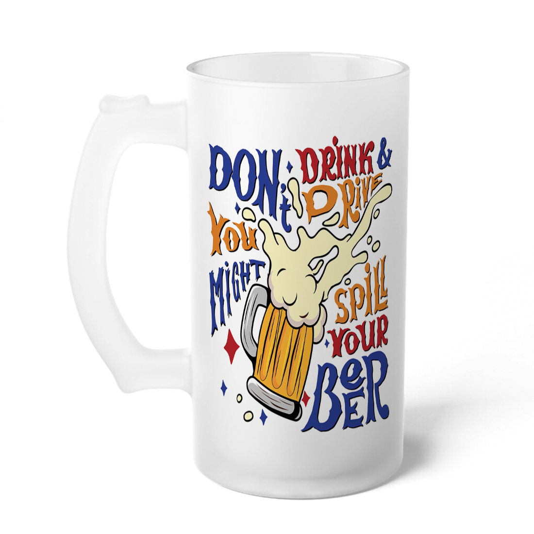 Don't Drink and Drive Frosted Printed Beer Mug | 500ml thumbnail 4