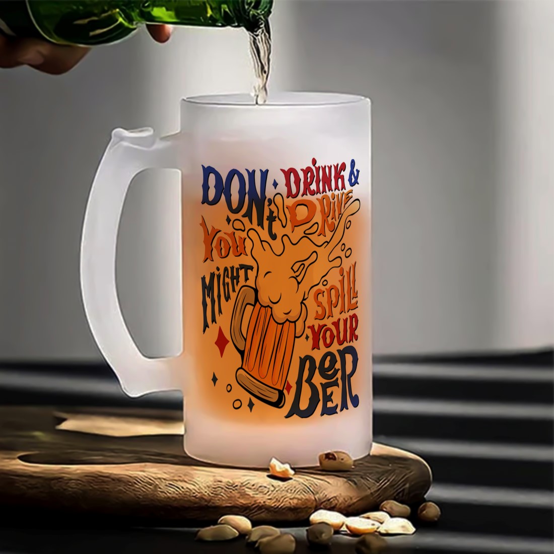 Don't Drink and Drive Frosted Printed Beer Mug | 500ml