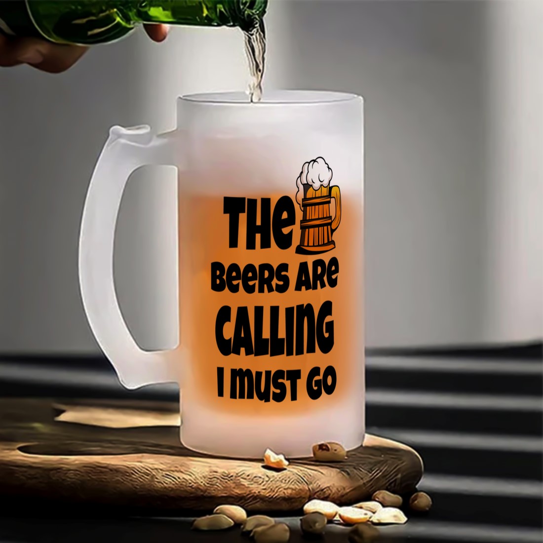 The Beers are Calling Frosted Printed Beer Mug | 500ml