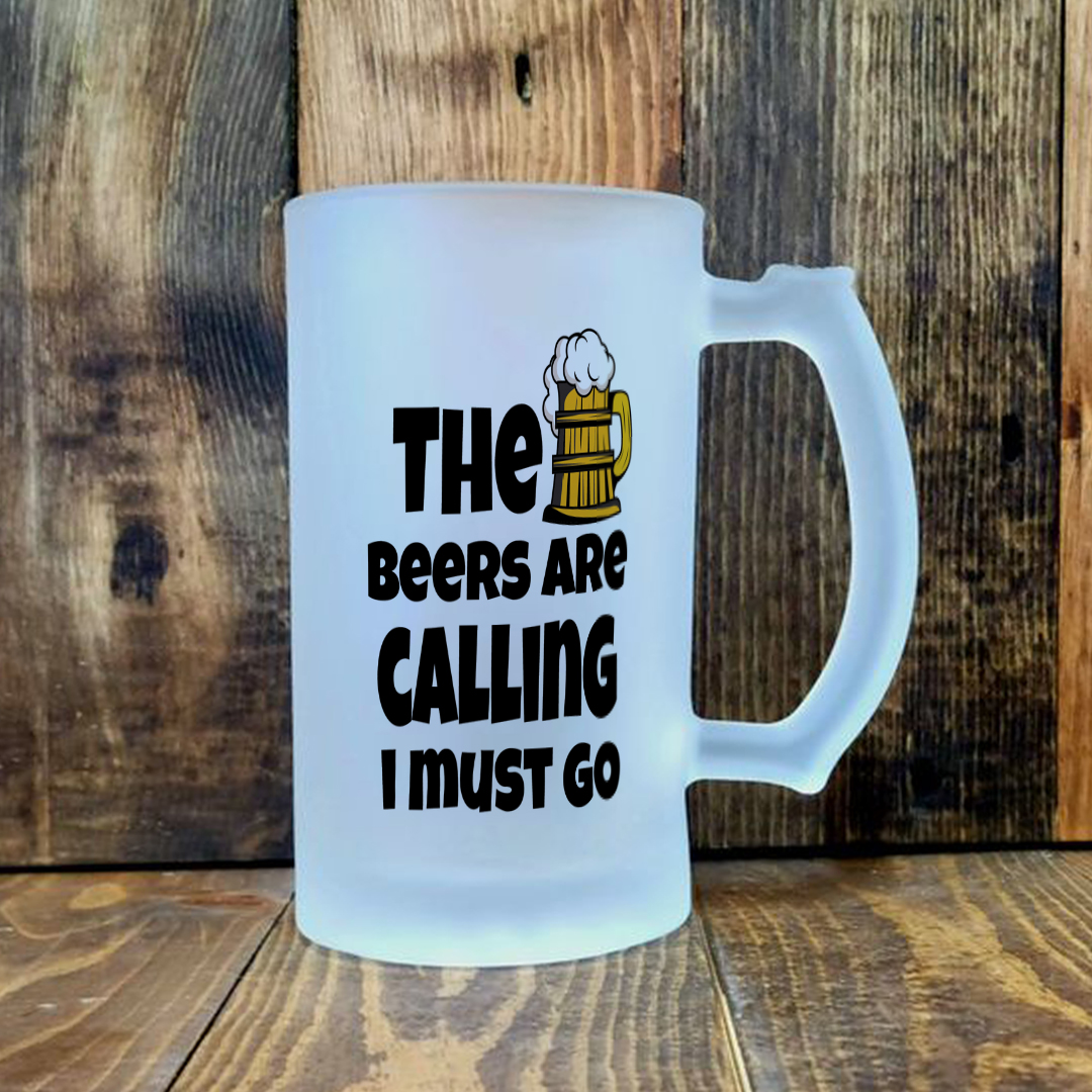 The Beers are Calling Frosted Printed Beer Mug | 500ml thumbnail 3