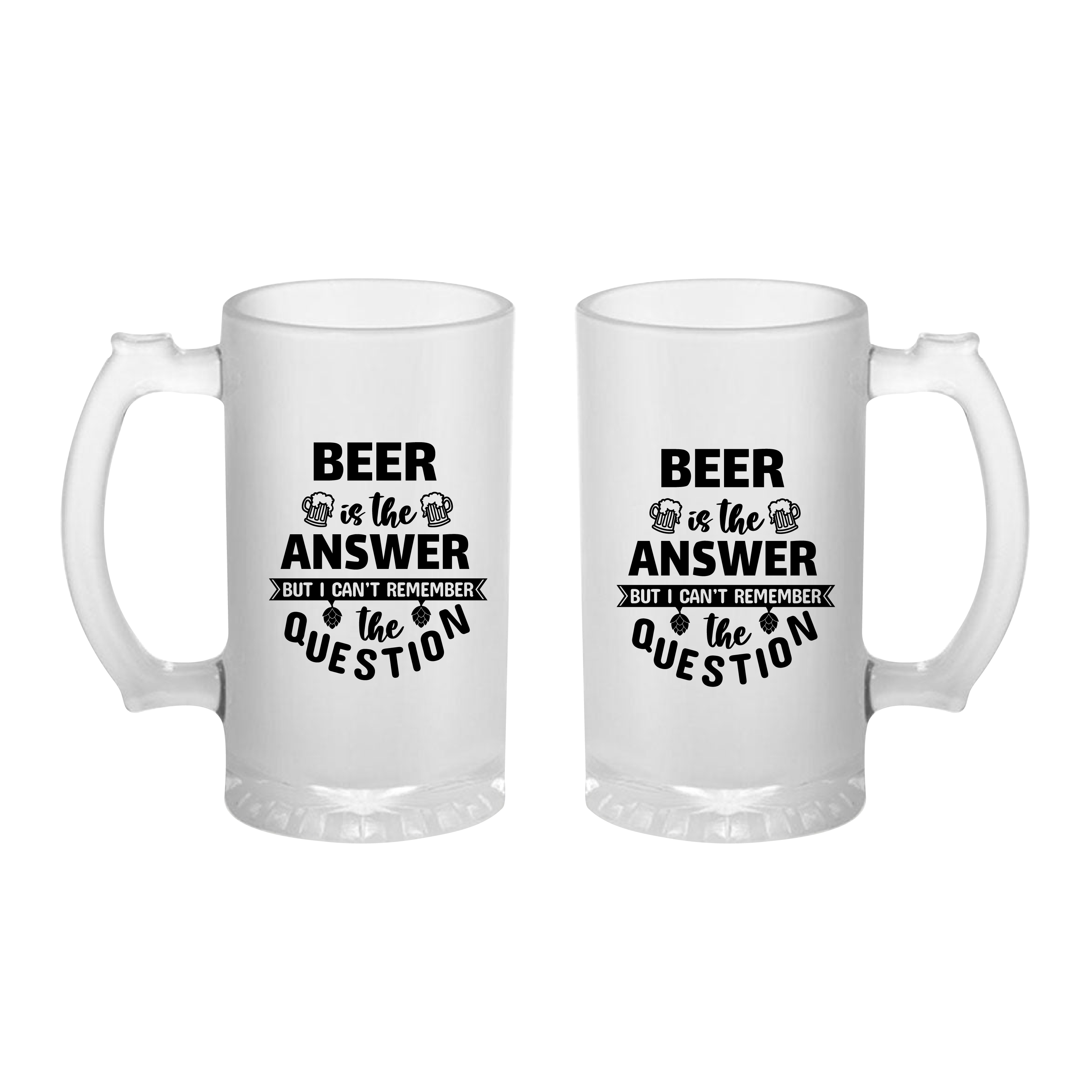 Beer is the Answer Frosted Printed Beer Mug | 500ml thumbnail 3