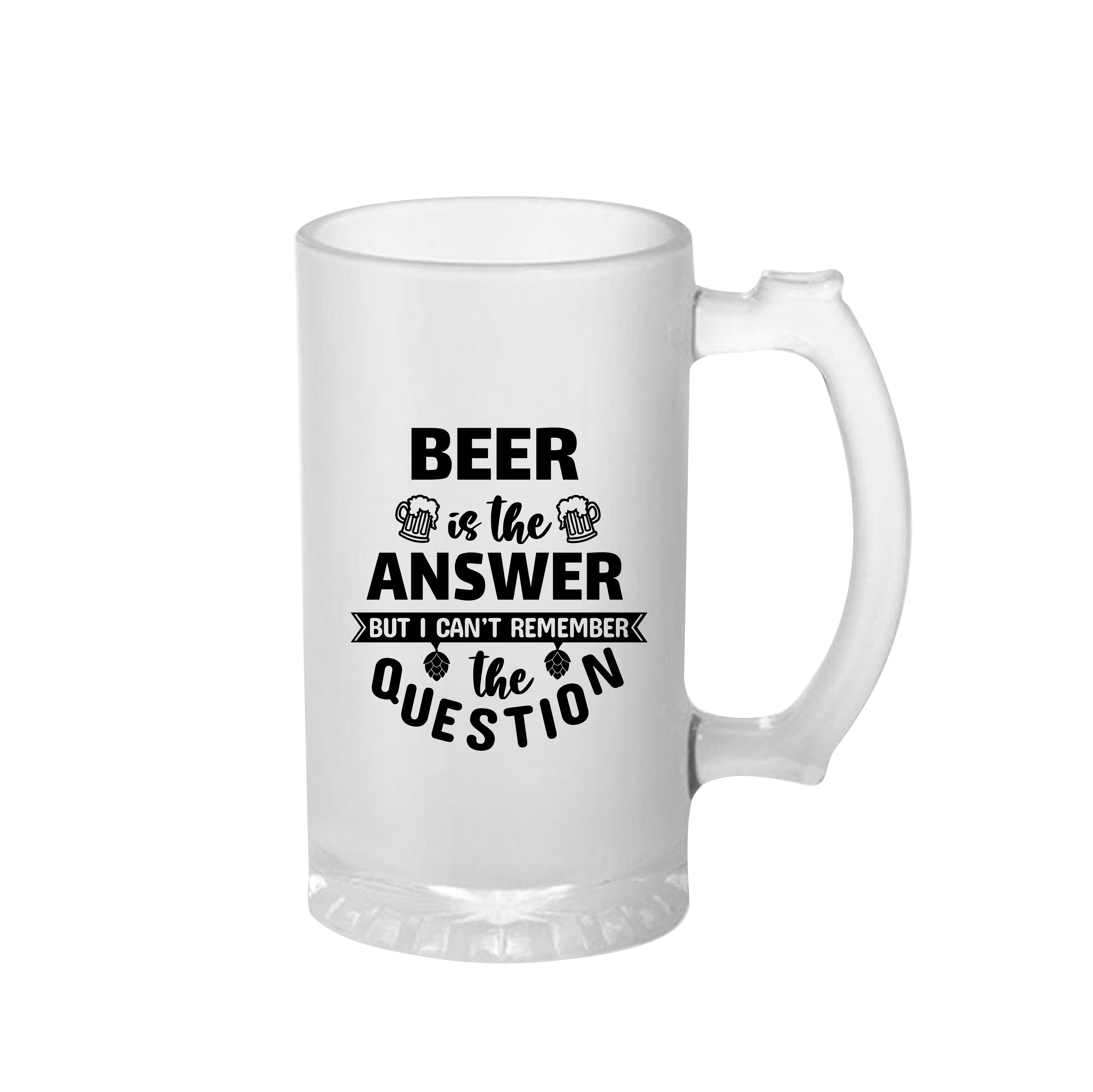 Beer is the Answer Frosted Printed Beer Mug | 500ml thumbnail 2