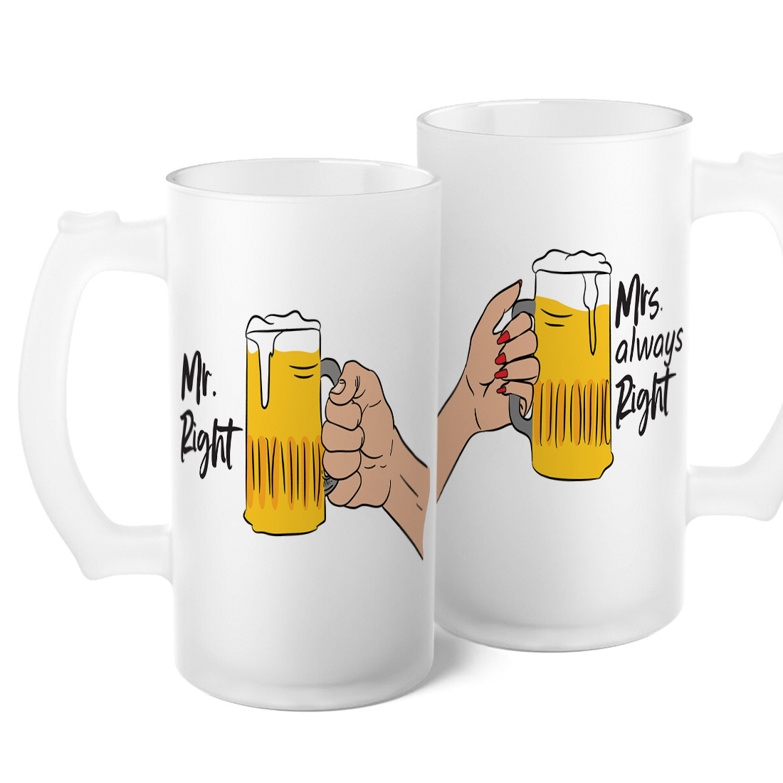 Mr. Right and Mrs. Always Right Beer Mug Combo | Set of 2 | 500 ml thumbnail 5