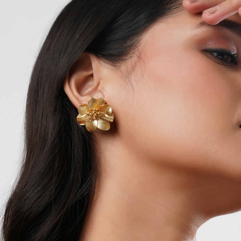 Floral Petra Studs | 18k Gold Plated Earrings