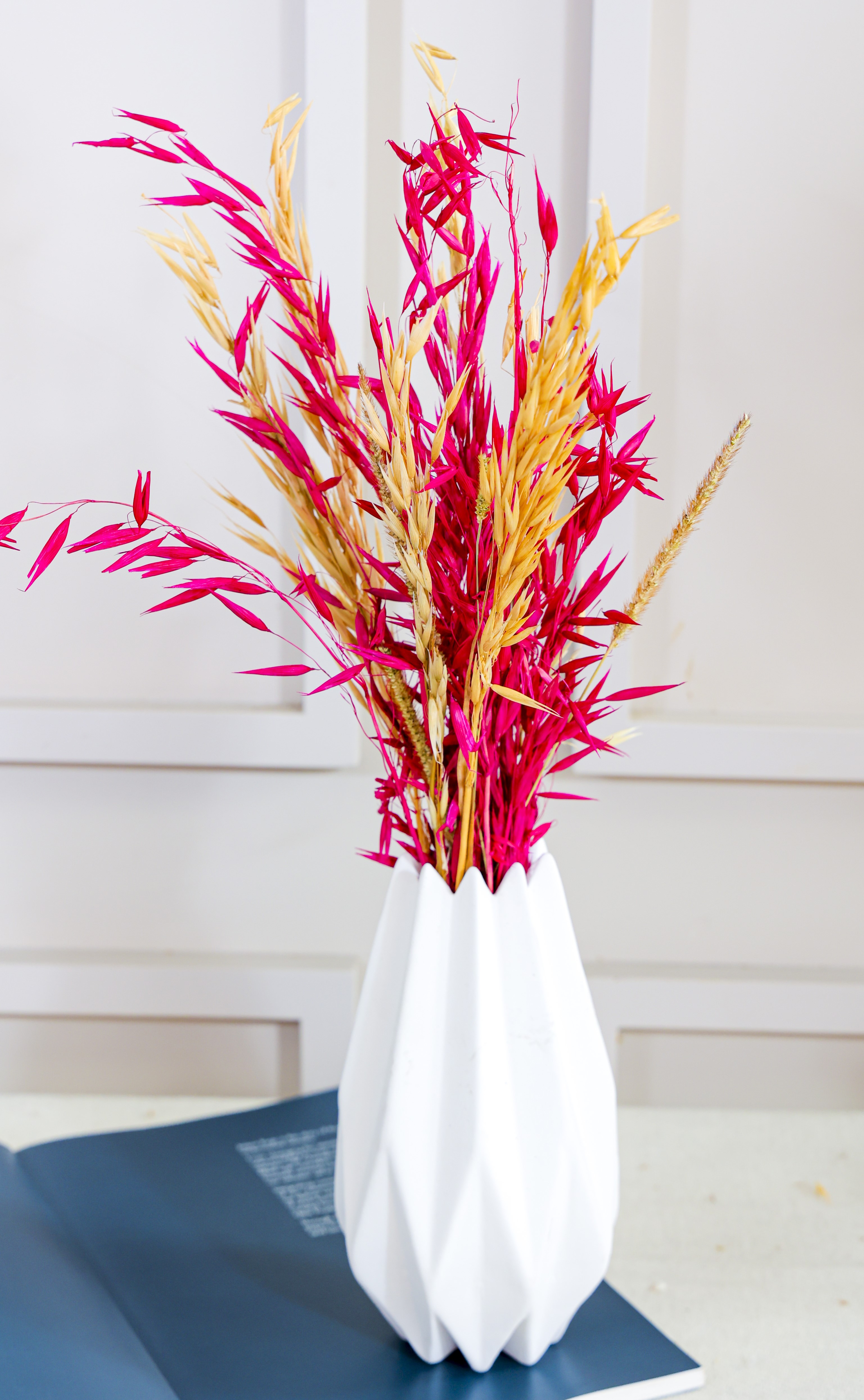 Zen Vase with Cherry Dried Flowers Bunch