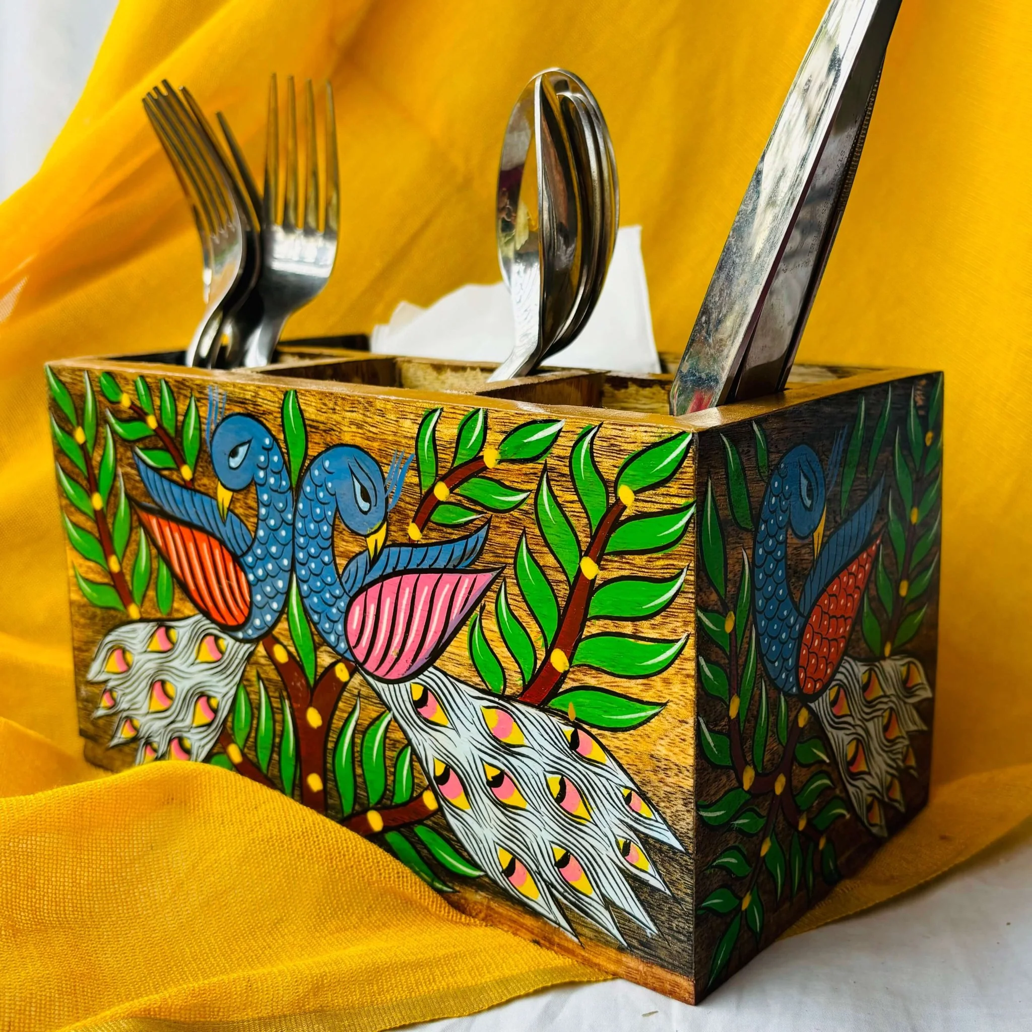 Naaz Wooden Multipurpose Holder | Pen Stand | Cutlery Caddy | Table Decor thumbnail 2