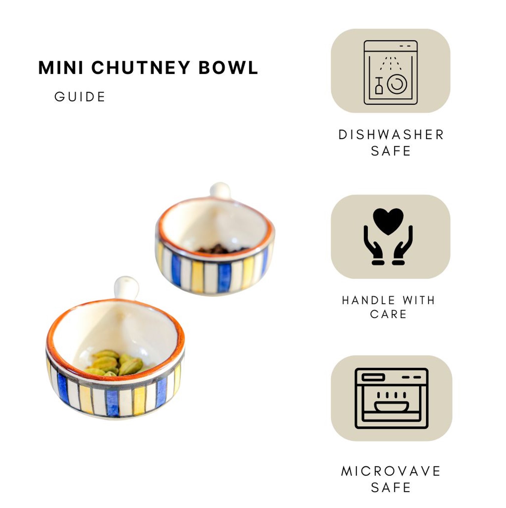 Mini Chutney Bowl | Set of 2 | Multicolour - alternate view