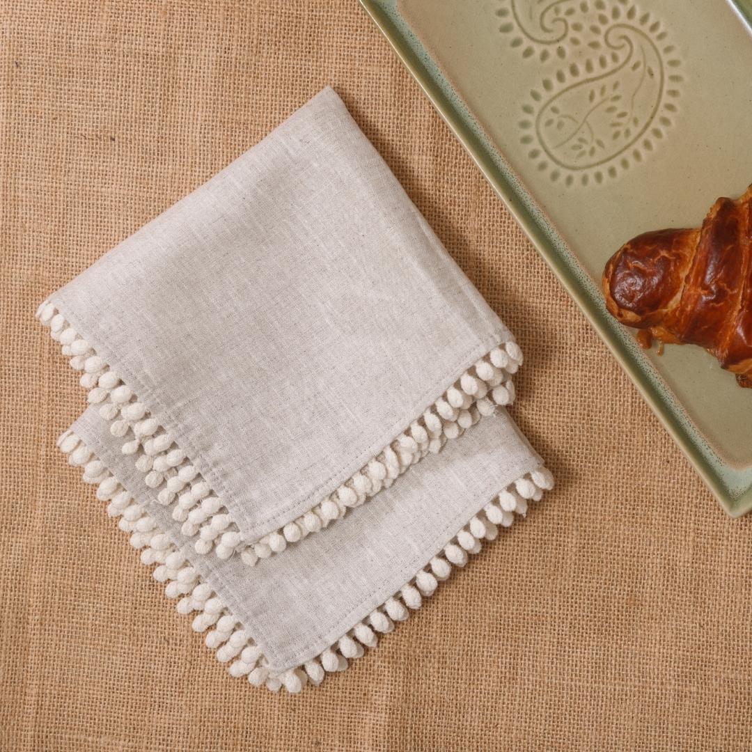 Achala Napkin Set | 100% Hemp Napkins | Set of 4/6 | Natural Hemp color thumbnail 1