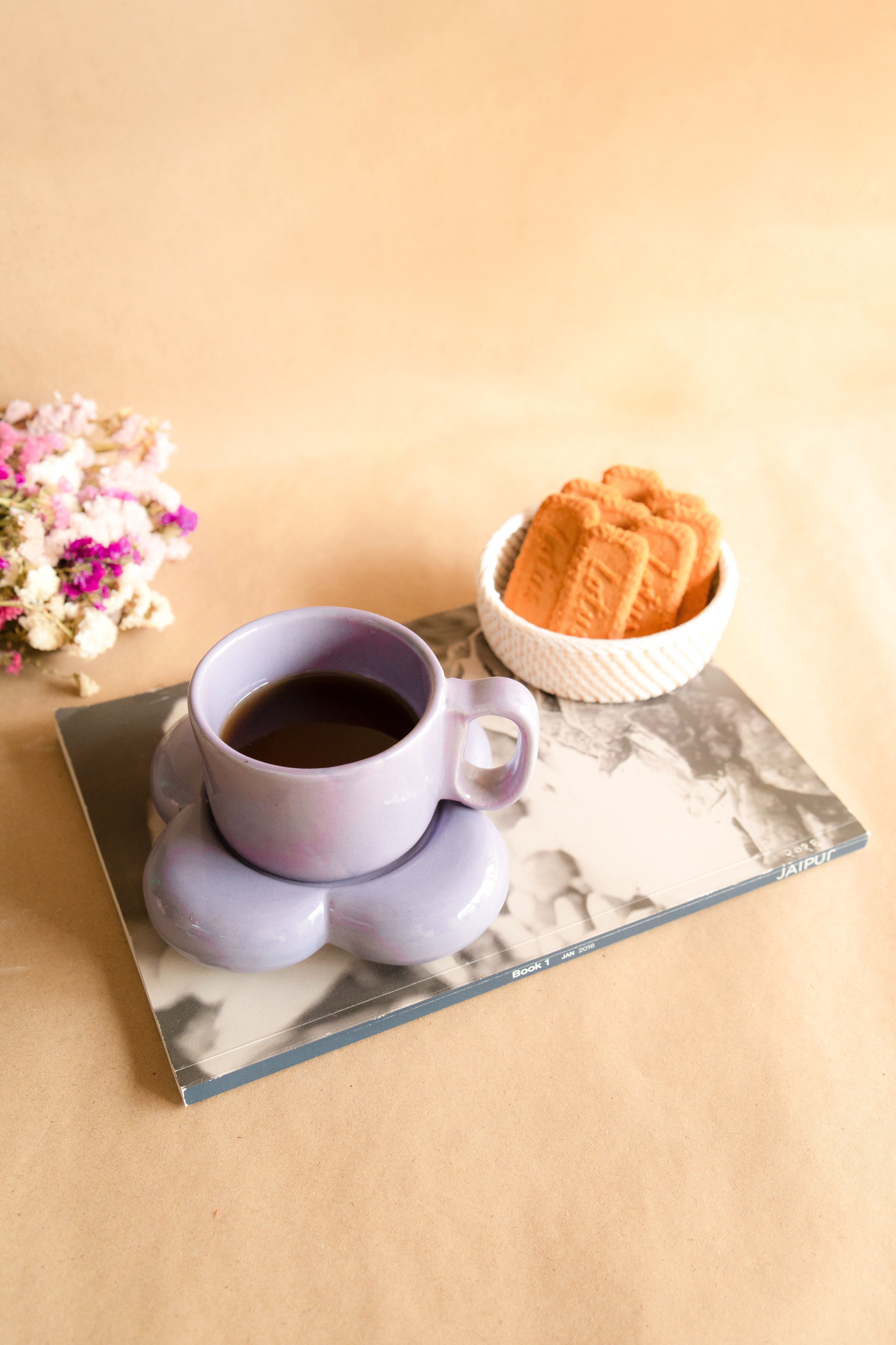 Handmade Floral Espresso Cup Saucer Set-Liliac thumbnail 2