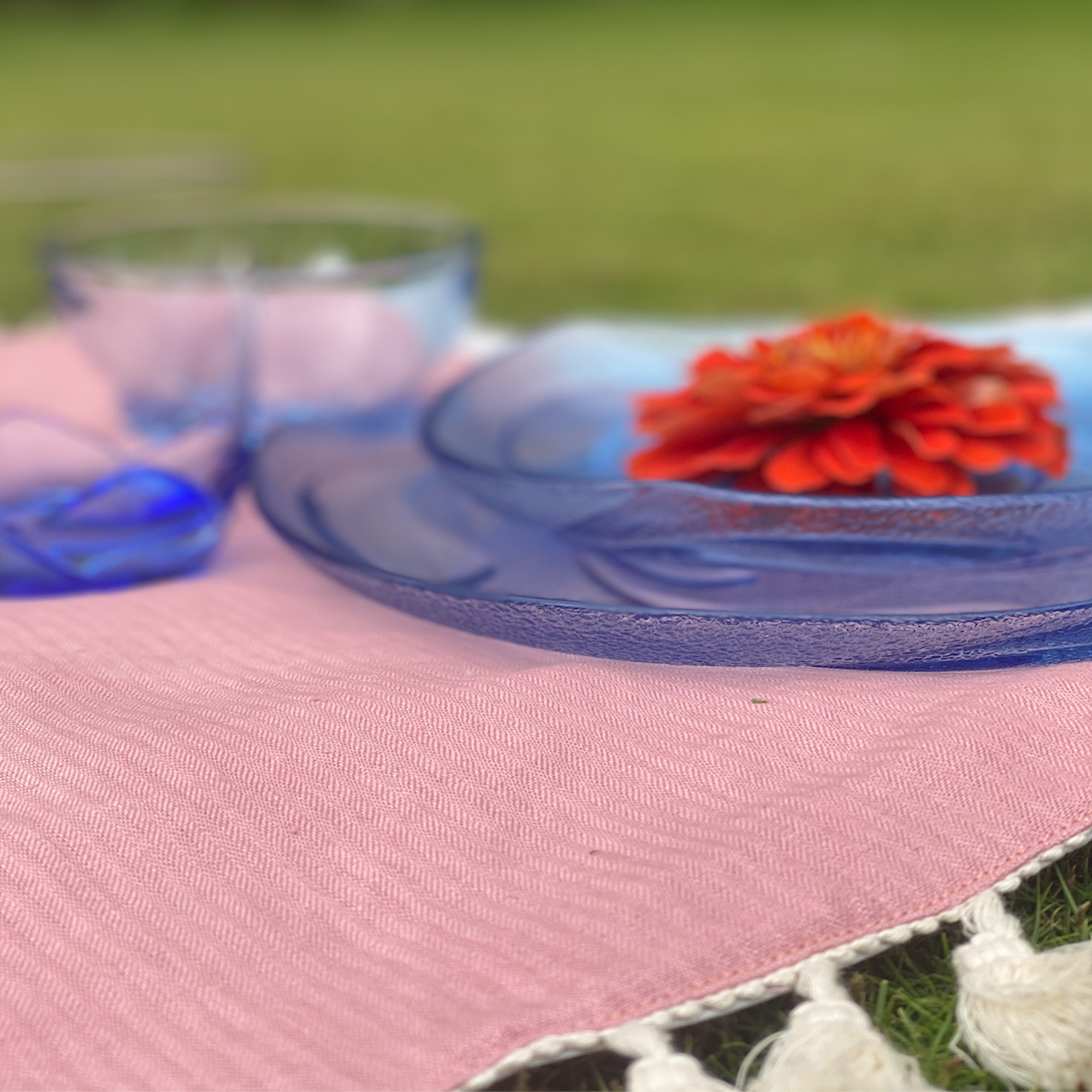 Pau Hemp and Organic Cotton Reversible Table Mats | Pink & Grey thumbnail 3