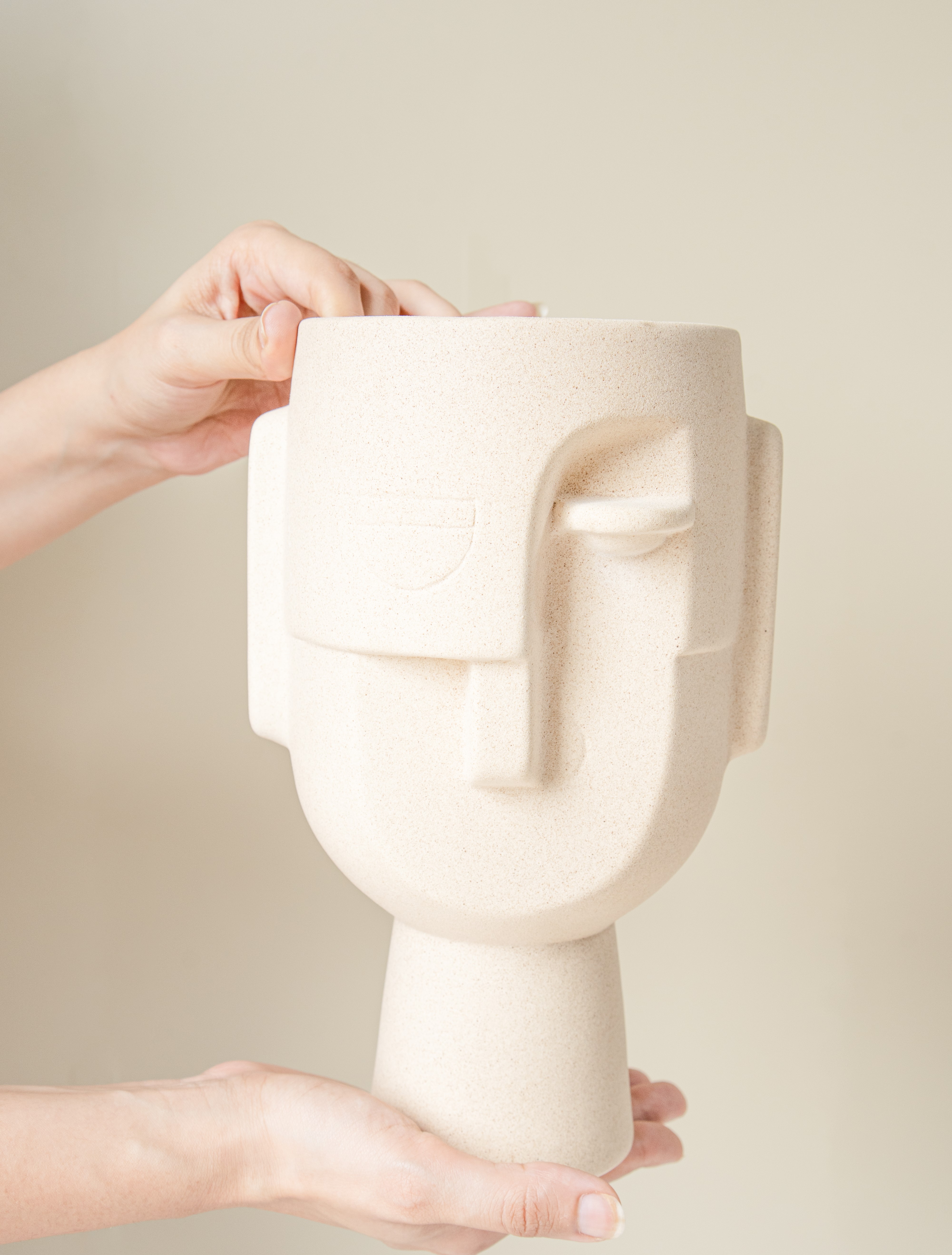 Beige Goddess Face Vase