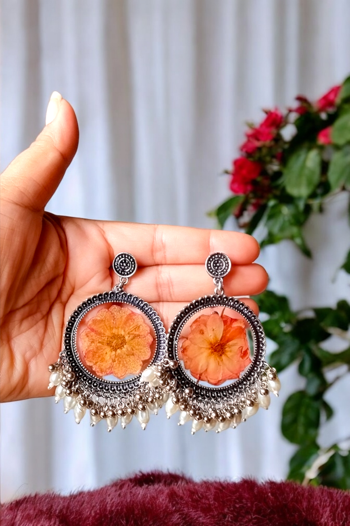 Ethereal Bloom Real Flower Jhumka