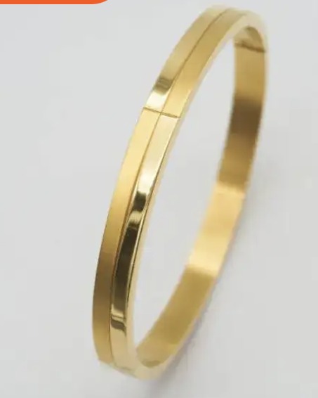 Cross Line Cuff Bangle Bracelet | 18k Gold Plated