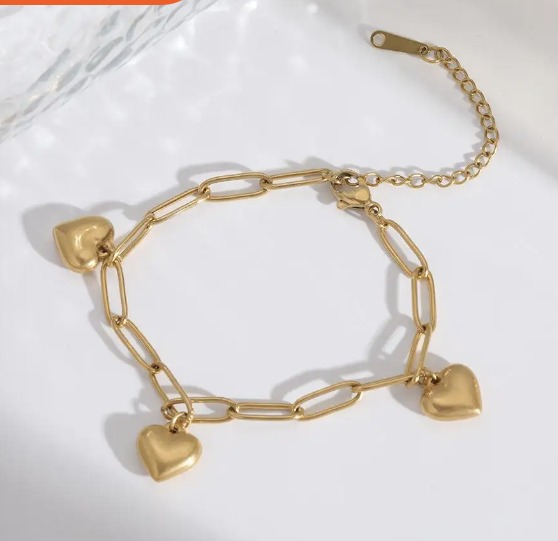 Link Chain Love Charms Bracelet | 18k Gold Plated