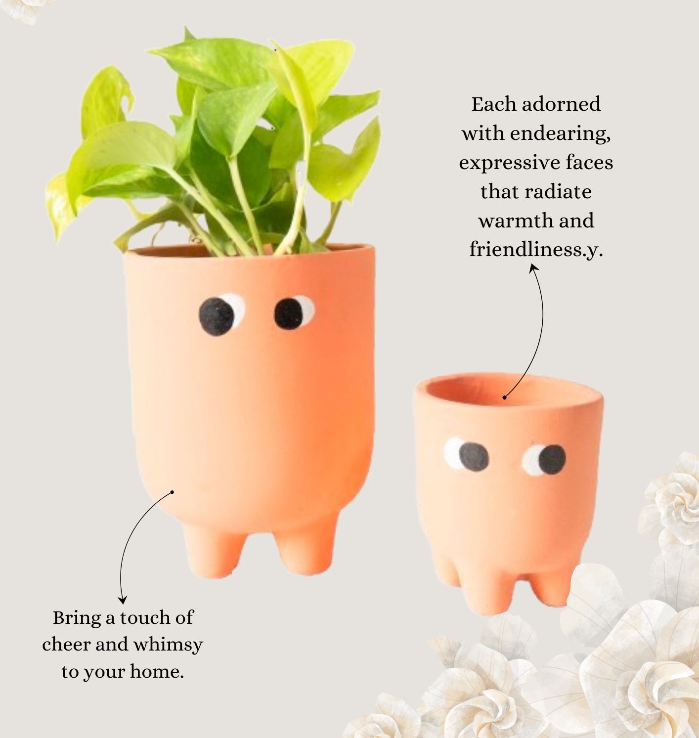 Pookie Face Planter Pot Sets | Set of 2 | Pinterest Finds - alternate view