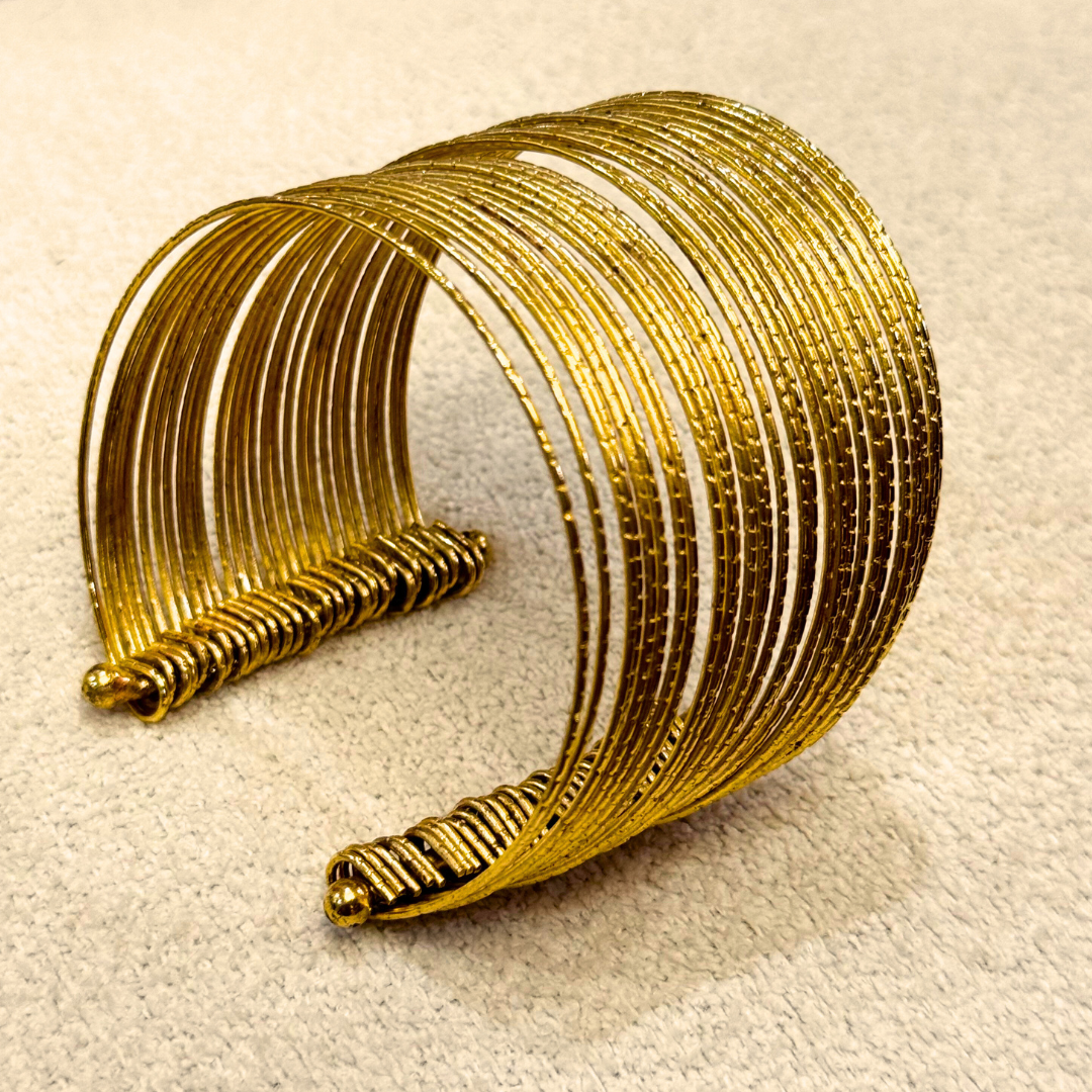 Gold Stacked Up Bangles Cuff | Medium Size