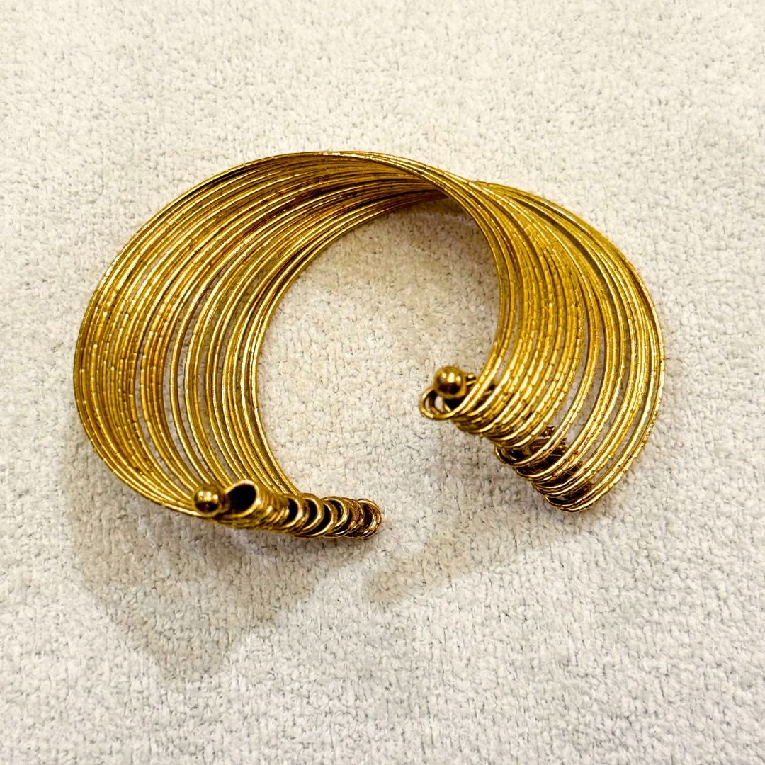 Gold Stacked Up Bangles Cuff | Medium Size thumbnail 3