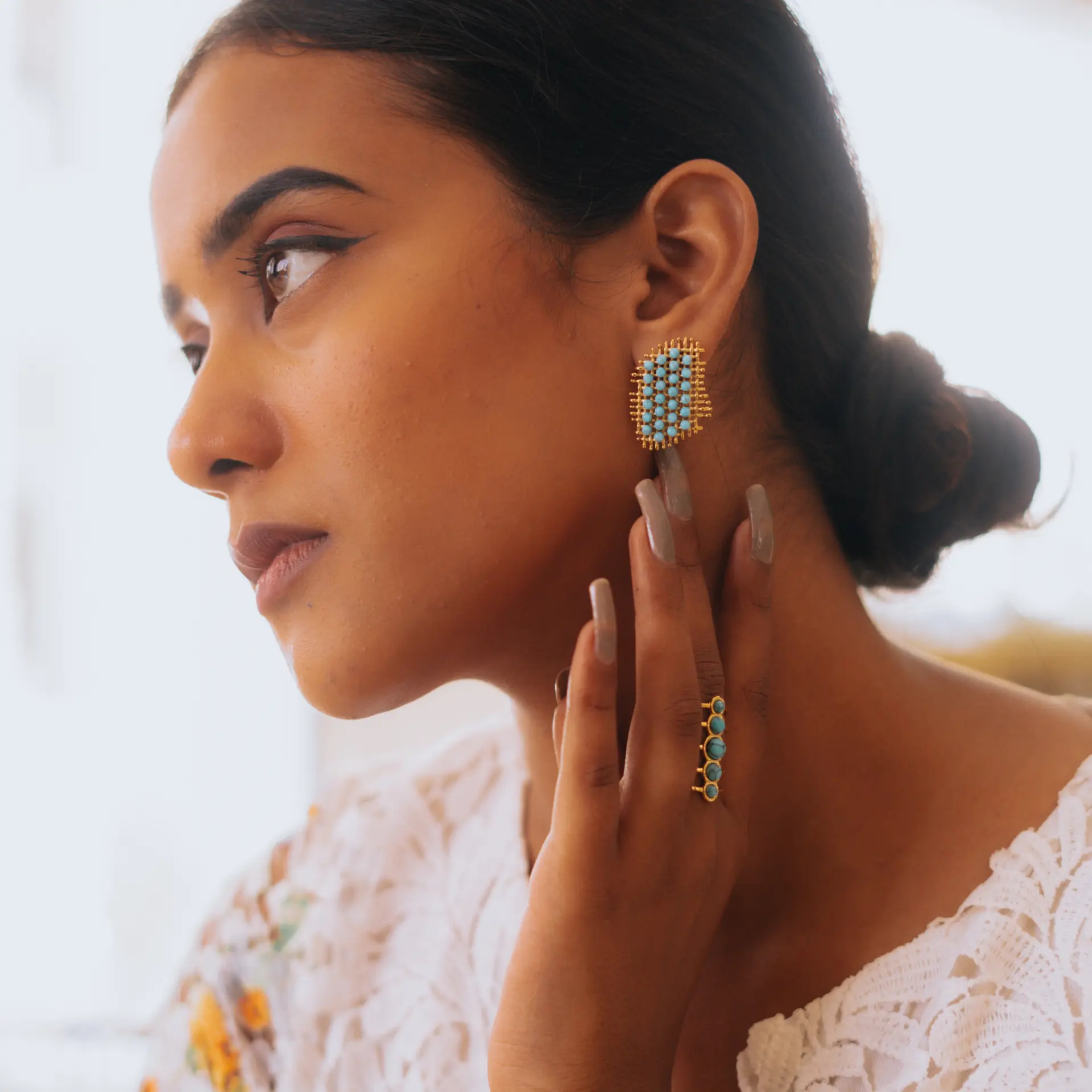 Santorini Turquoise Earrings | 18K Gold Plated