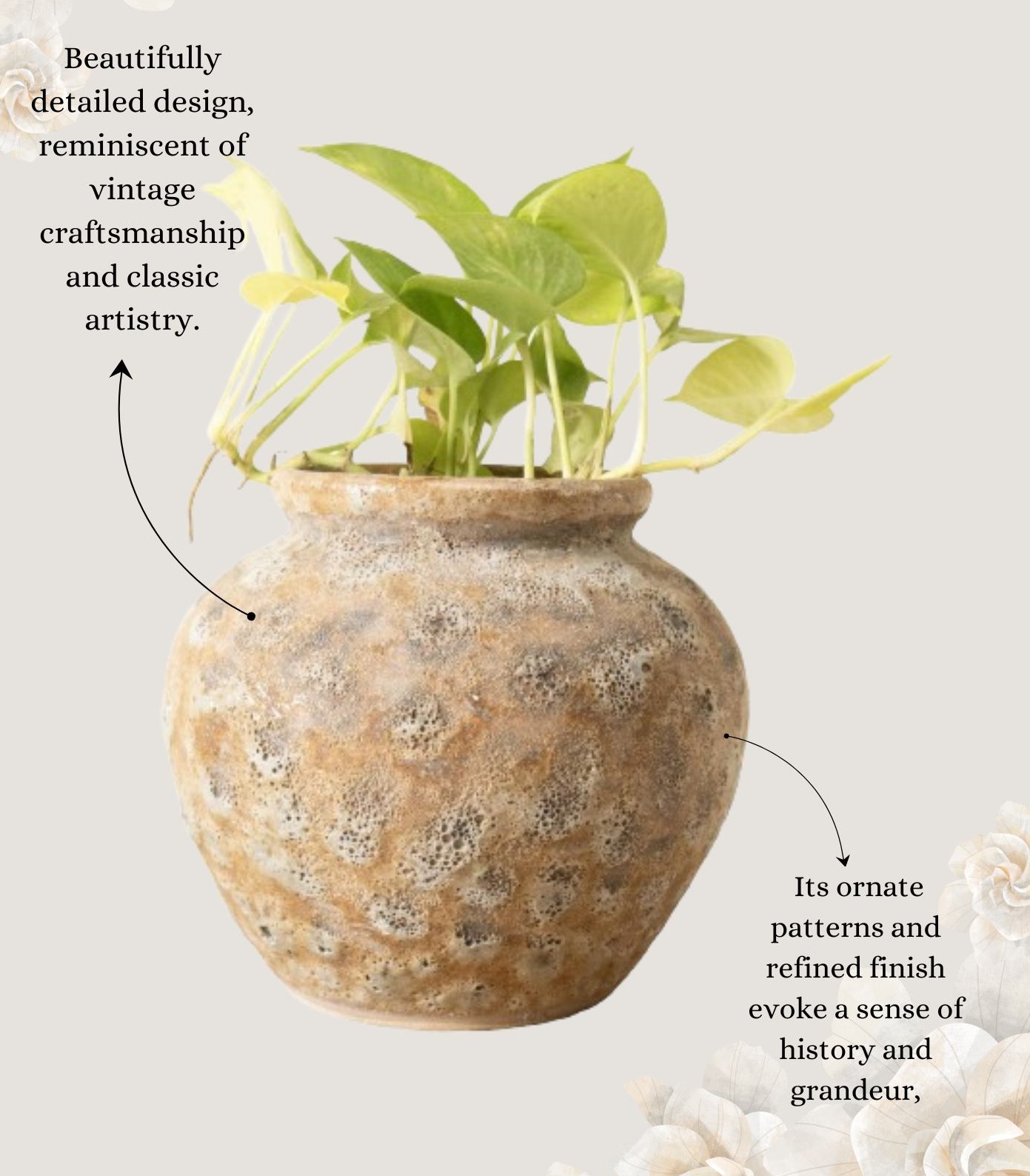 Heritage Vintage Planter | Rustic Textured - alternate view