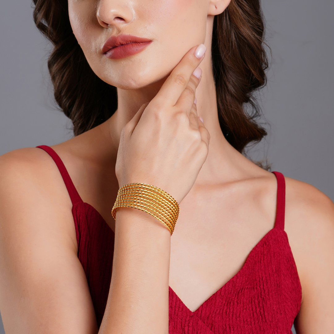 Braid Arm Cuff Bracelet | Gold Plated