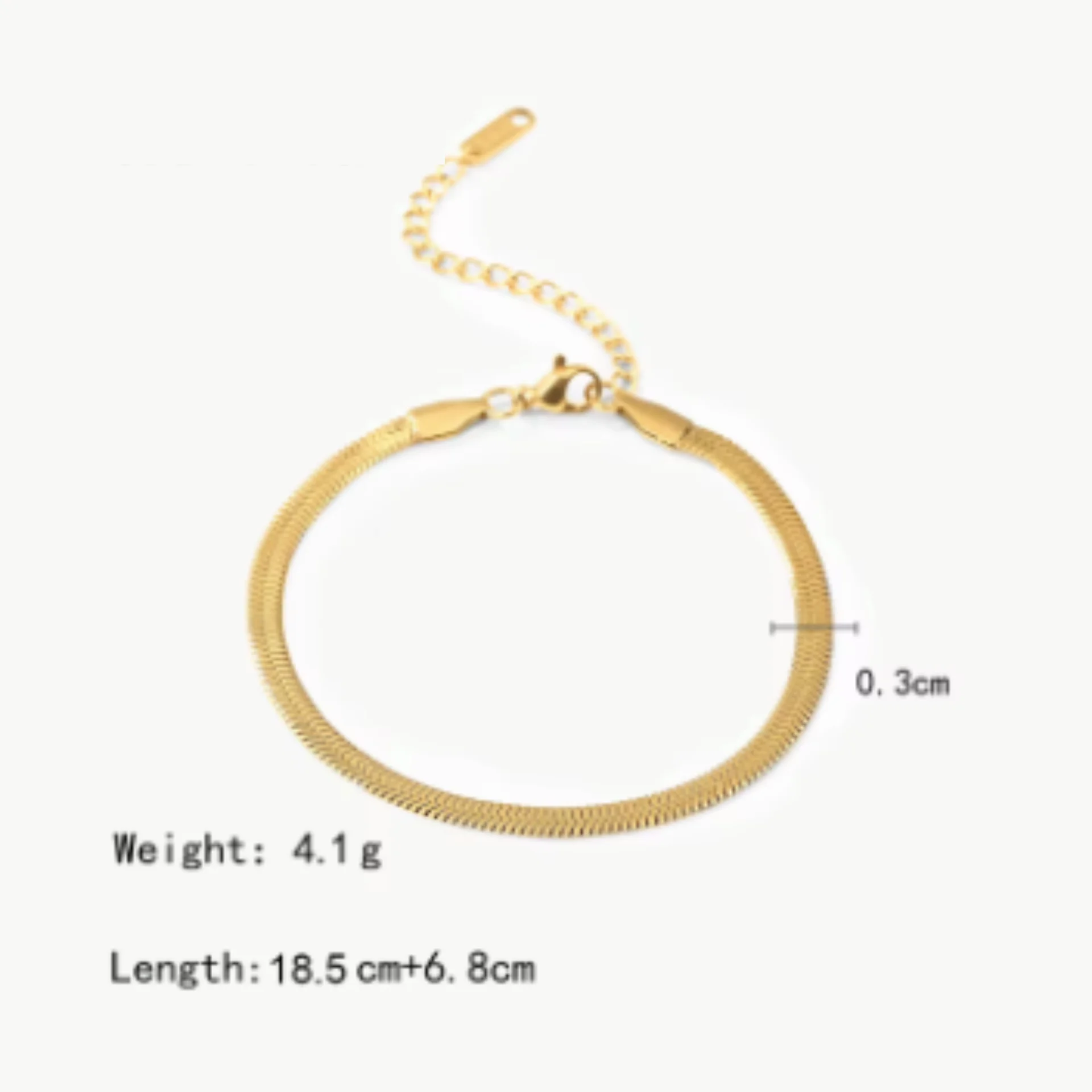 Flat Snake Chain Bracelet | 18K Gold Plated thumbnail 2