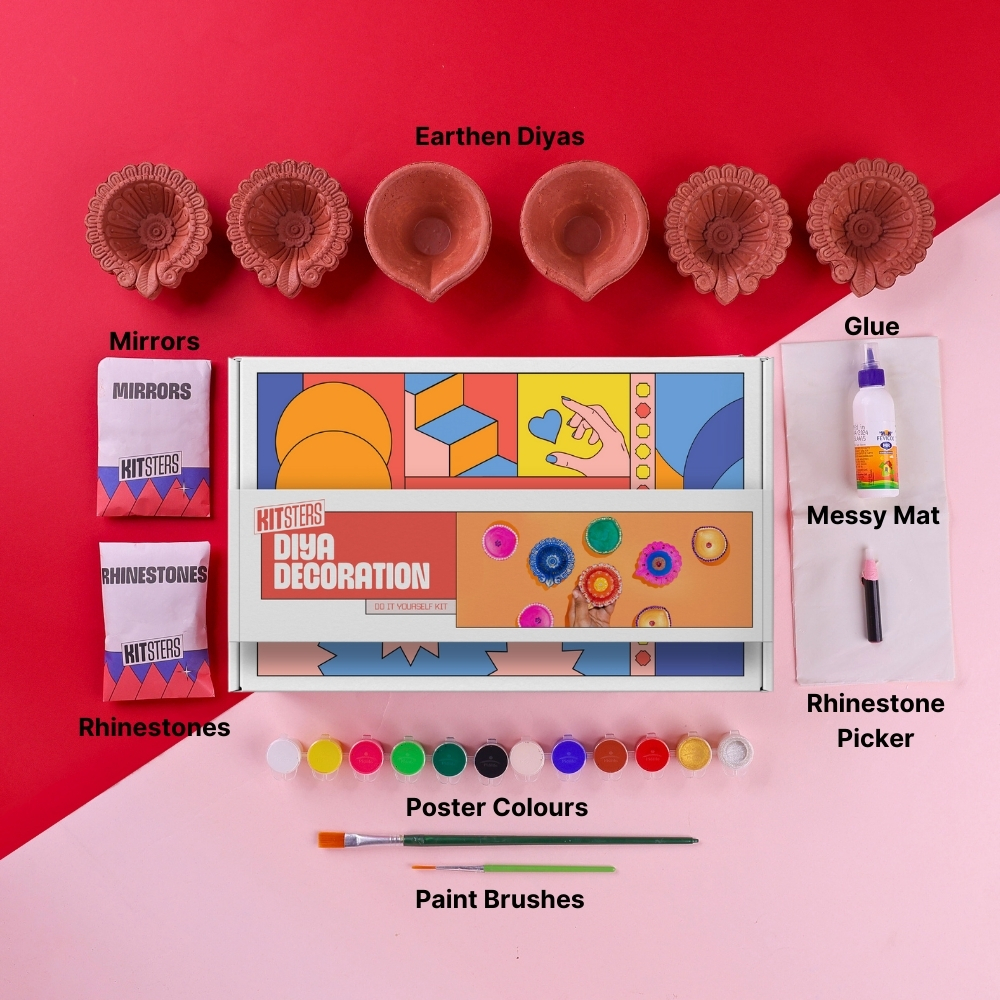 DIY Diya Decoration Kit | Set of 6 Diyas & Decoratives | Diwali Gift thumbnail 2
