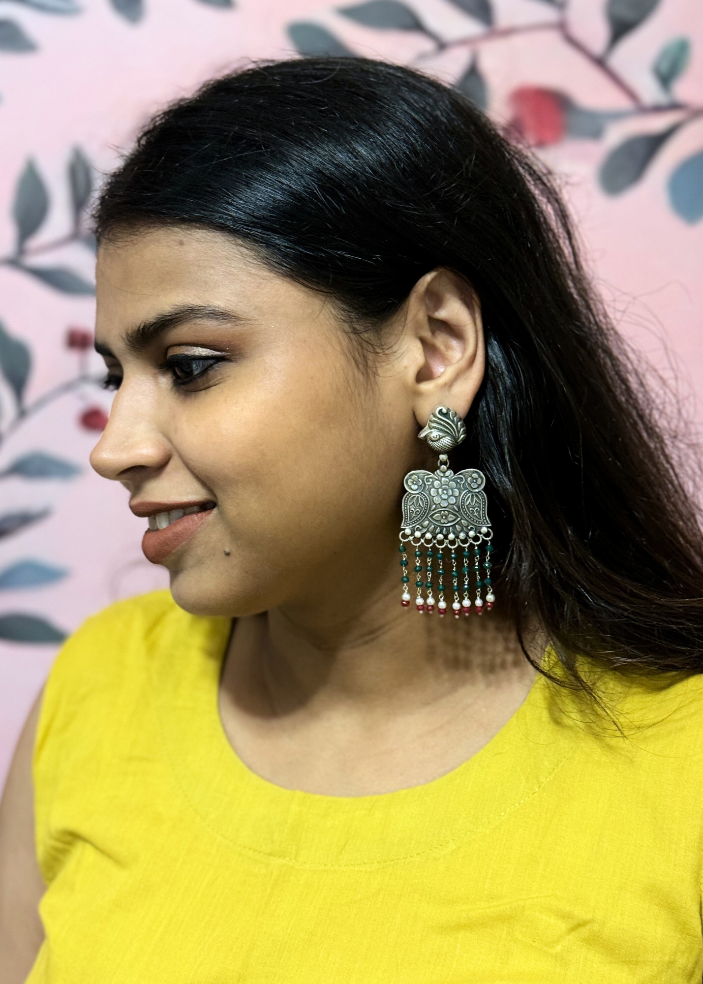 Morpankh Jhumka Earrings | Pure Silver | 925 Sterling Silver Jewellery thumbnail 2